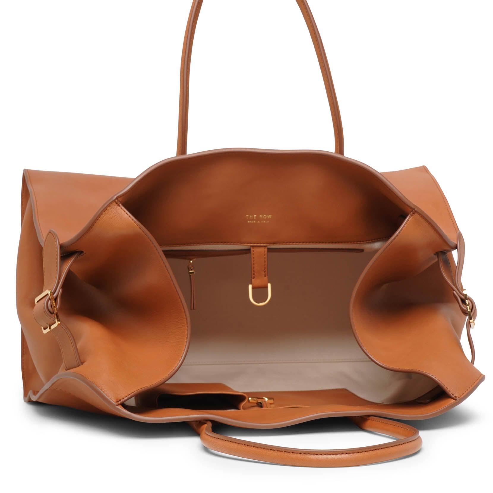 The Row Soft Margaux 17 Leather Bag in Brown | Lyst