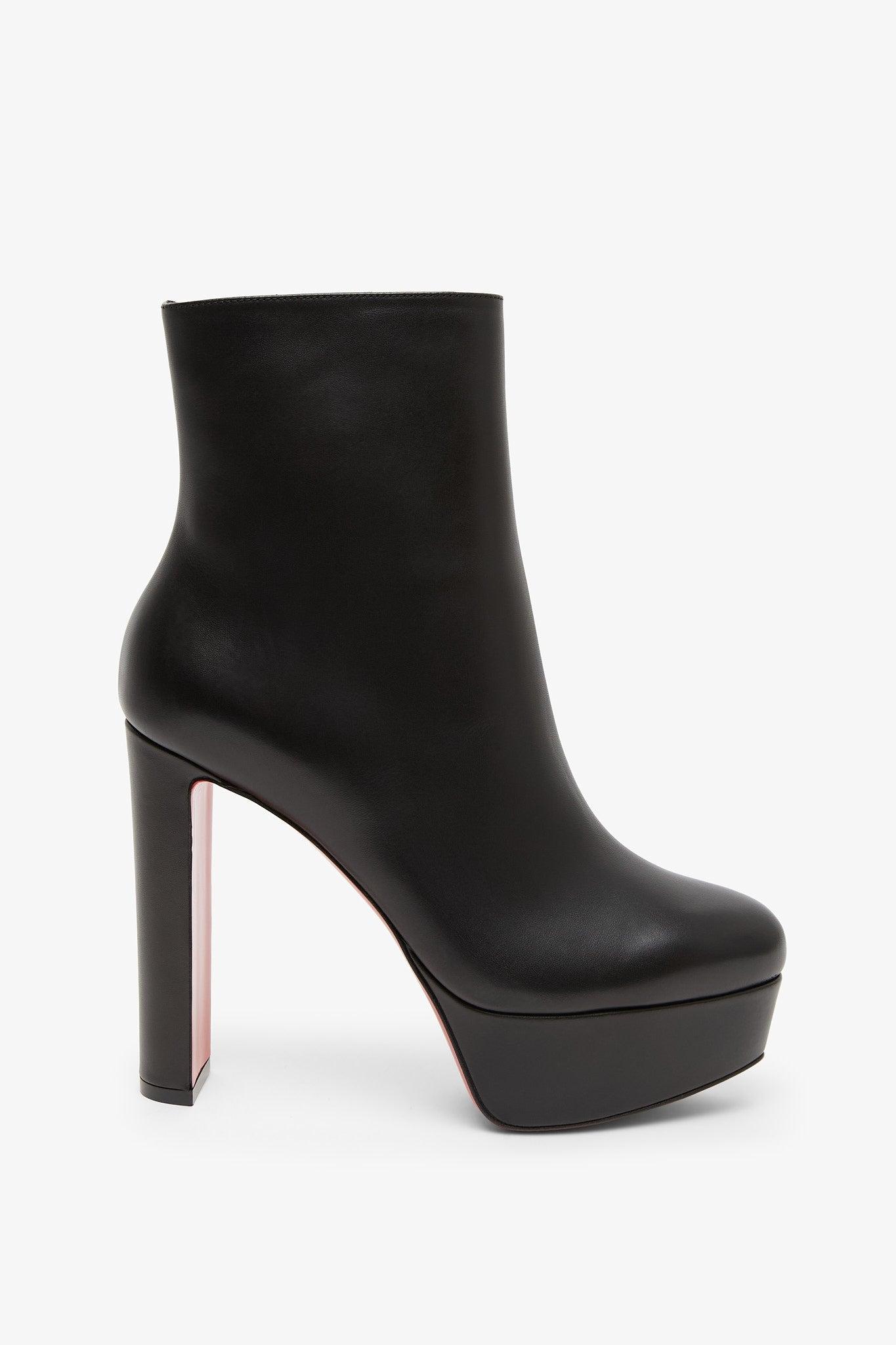 Christian Louboutin Loo 130 Leather Platform Boots in Black