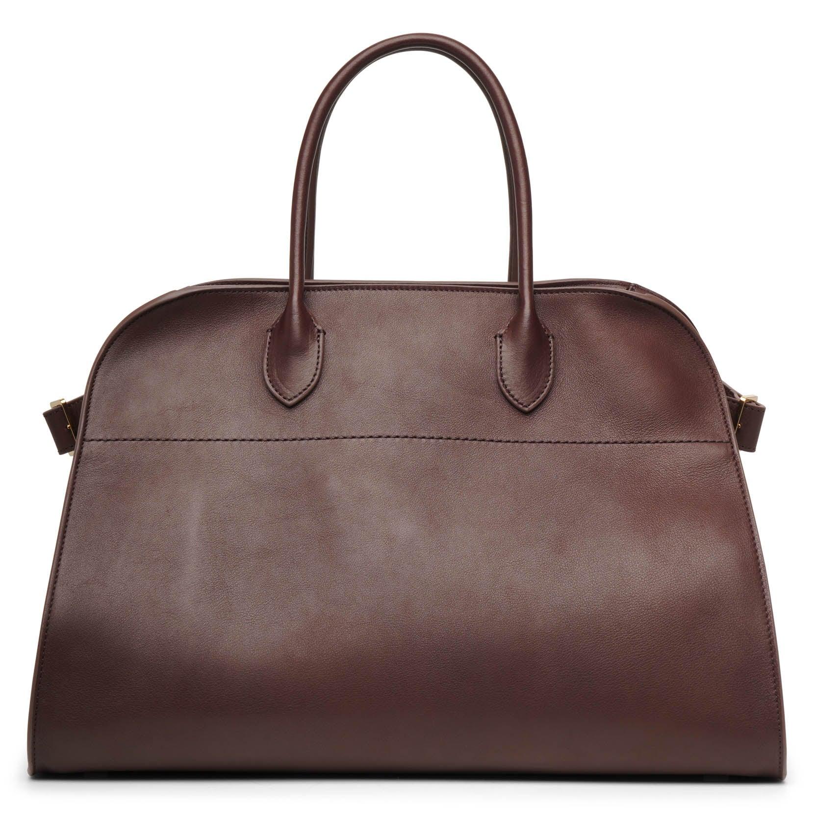 The Row Soft Margaux 15 Burgundy Saddle Bag in Brown | Lyst