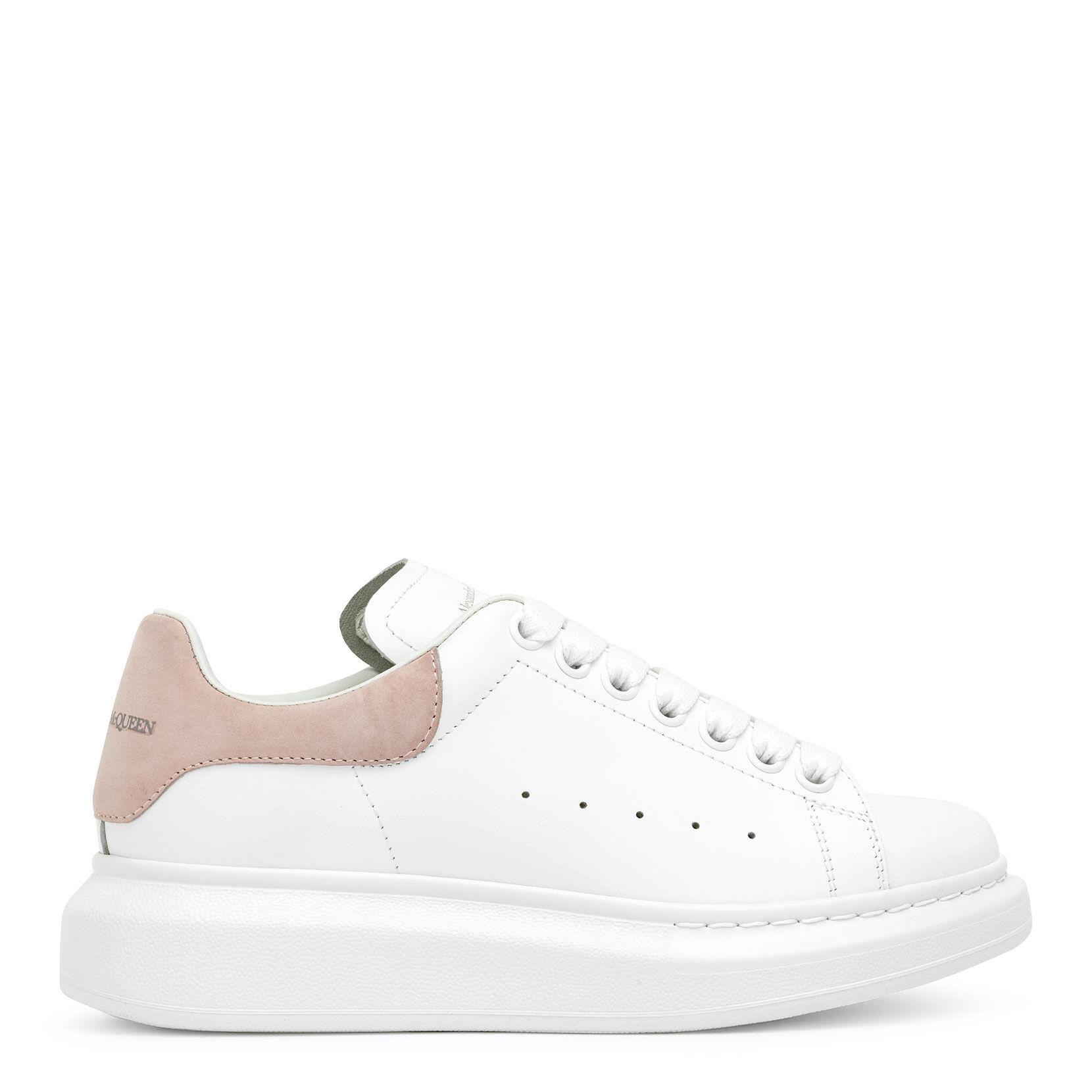 Alexander McQueen Leather White And Pink Classic Sneakers - Lyst