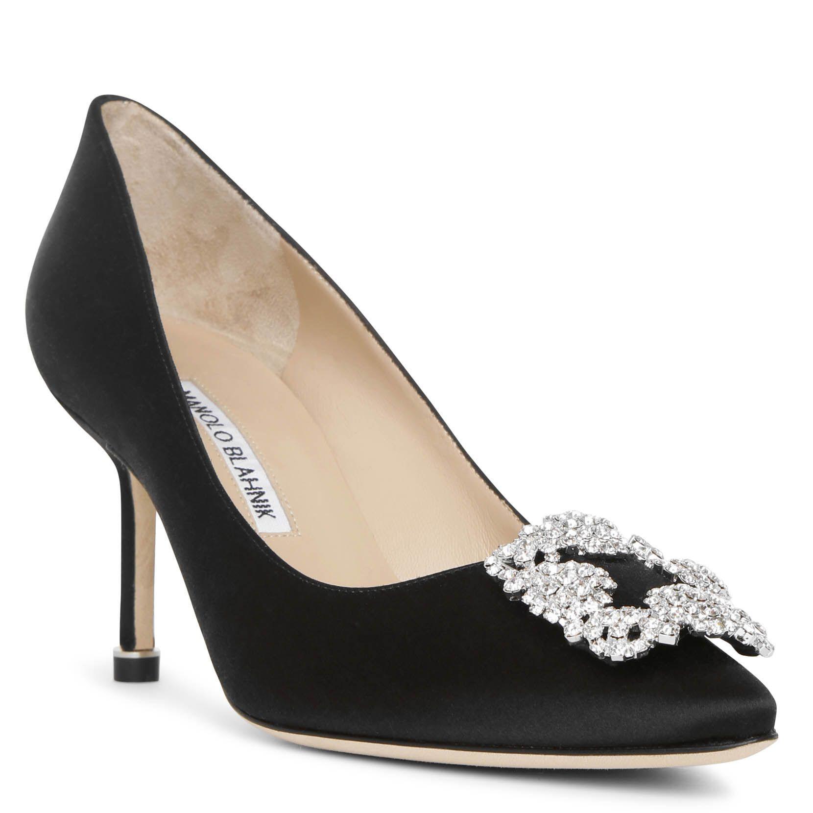 Manolo Blahnik Hangisi 70 Black Satin Pumps - Lyst
