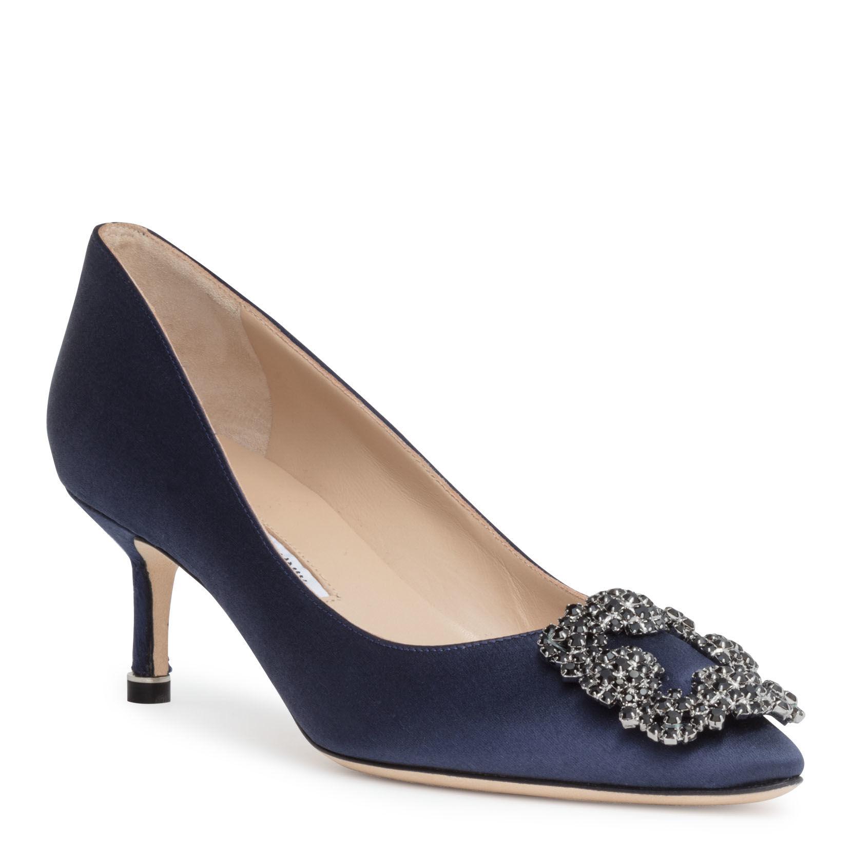 Manolo Blahnik Hangisi 50 Satin Pump Navy Us in Blue Lyst