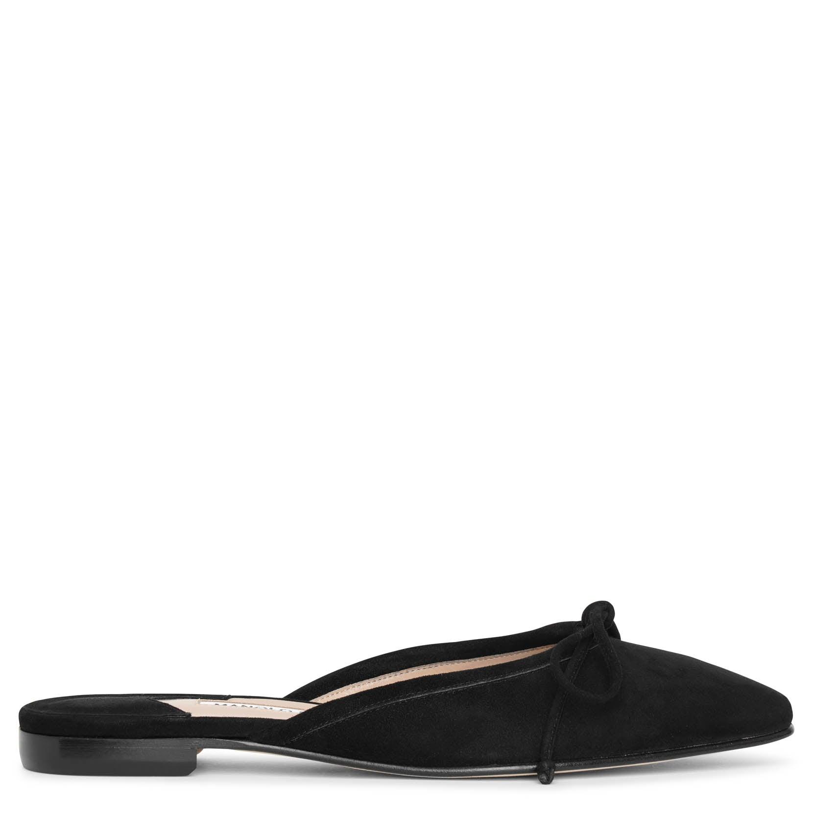 suede black mules