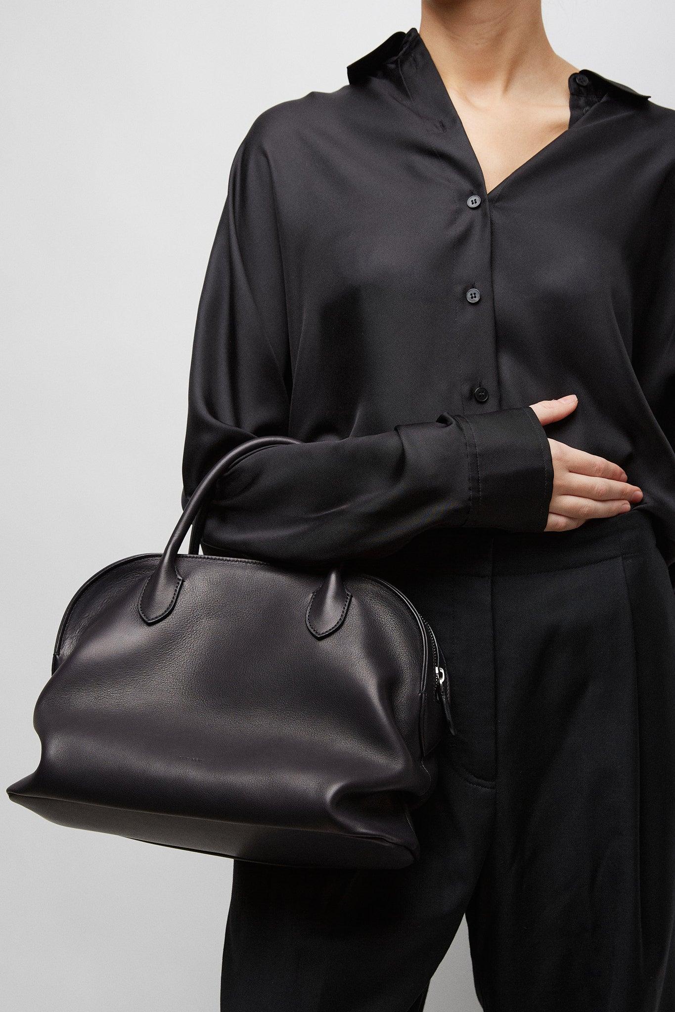The Row Agnes Black Leather Bag | Lyst