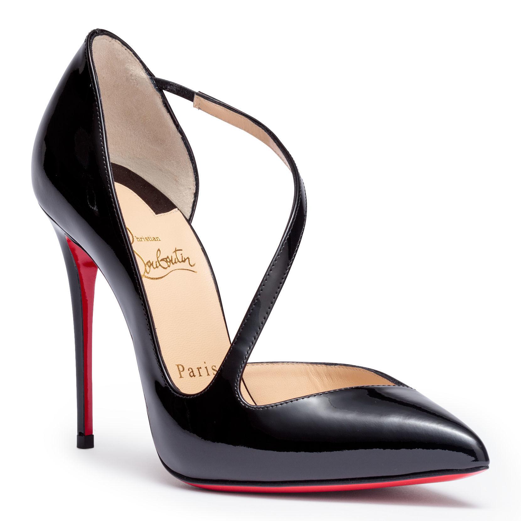 Christian Louboutin Leather Jumping 100 Patent Black Sandals - Lyst