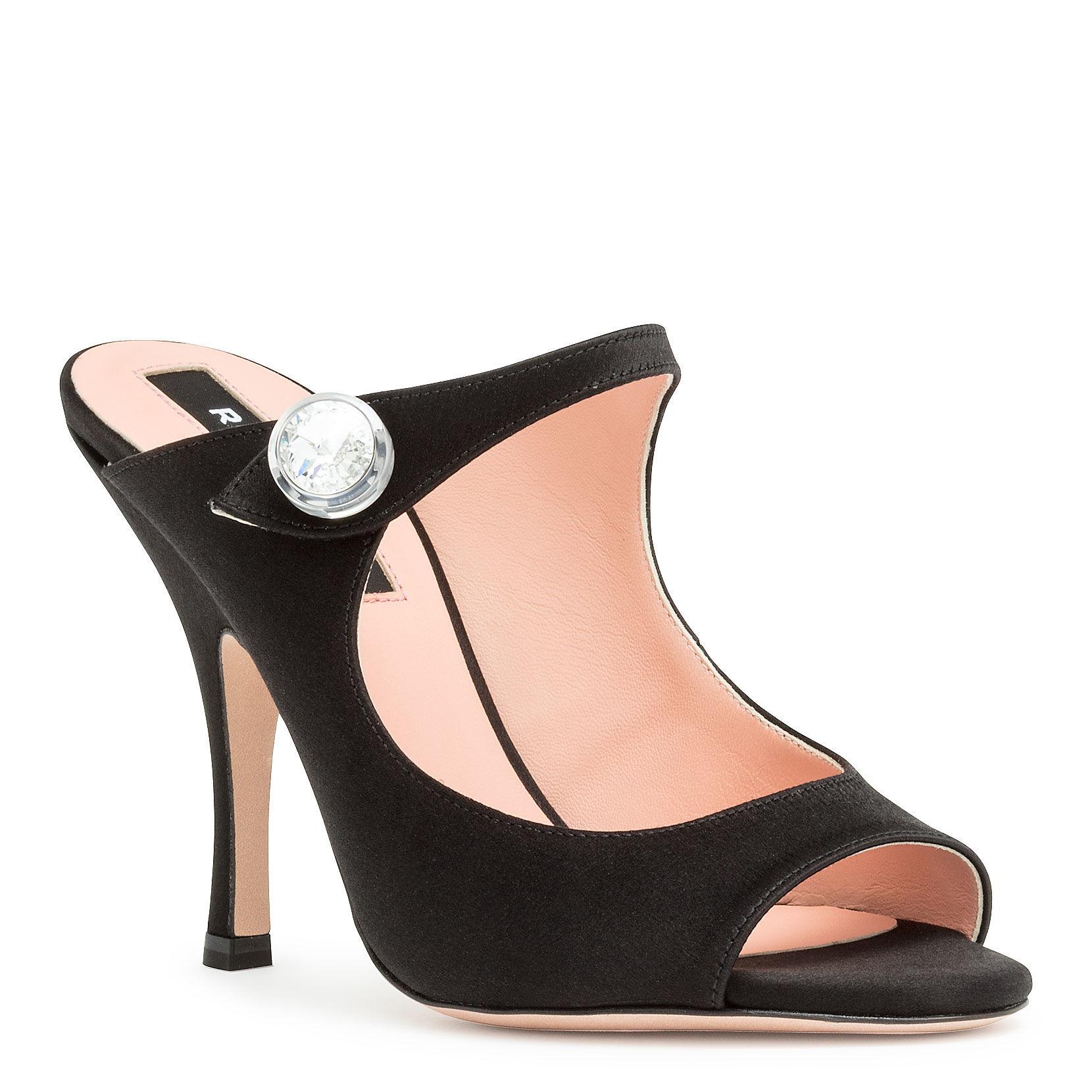Rochas Satin Mary Jane Mules in Black Lyst