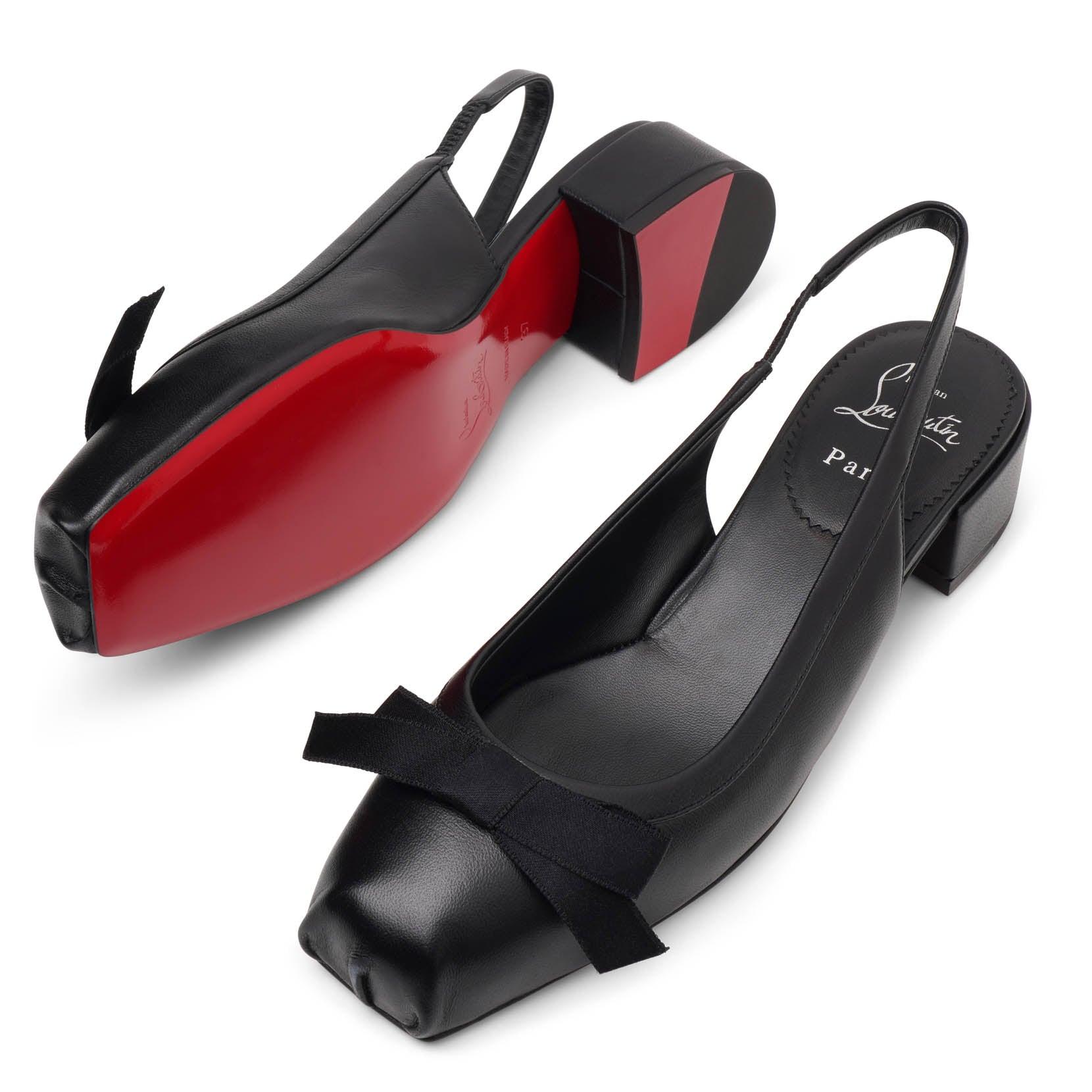 Christian Louboutin Mamaflirt Black Leather Sling Pumps | Lyst