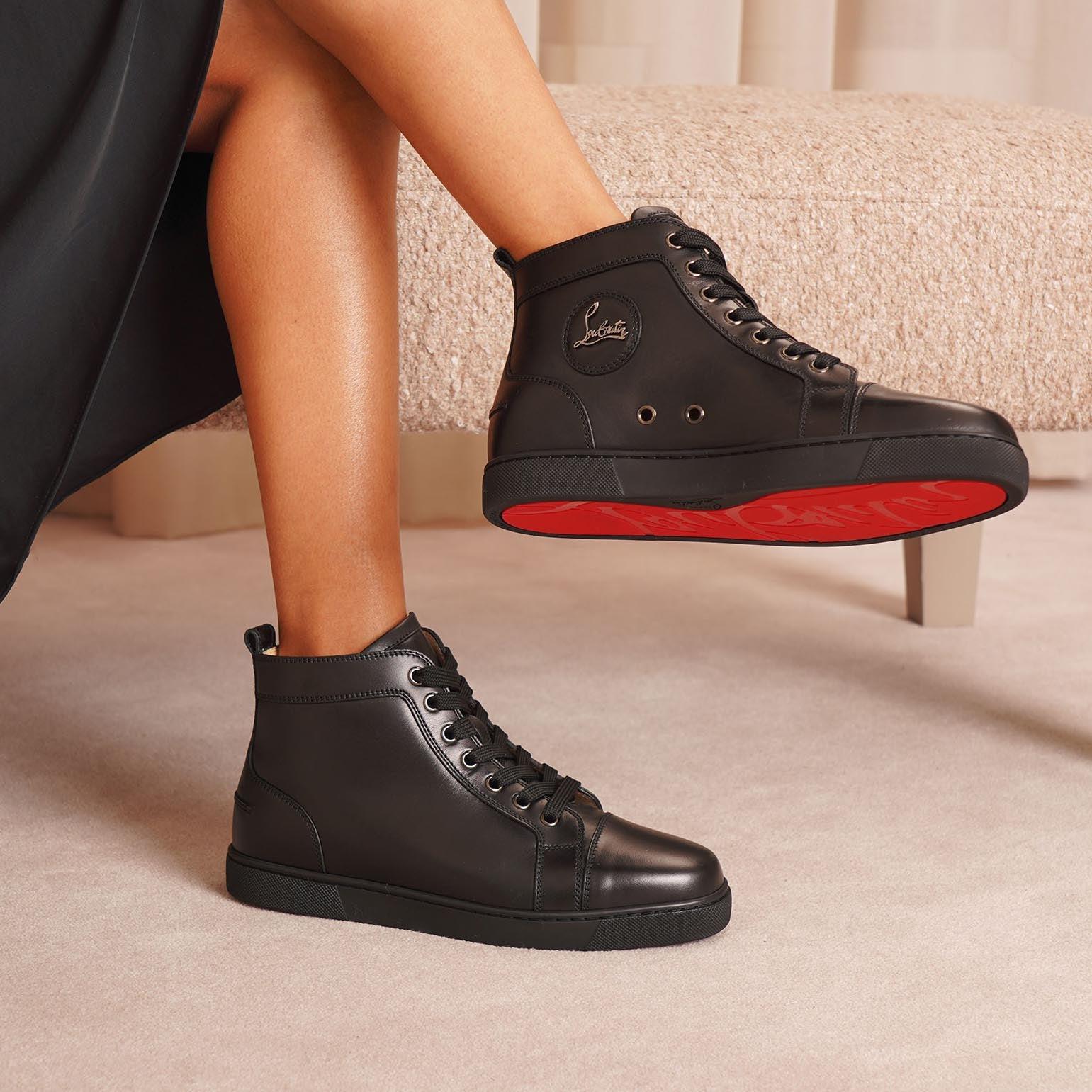 Christian Louboutin Leather Louis Woman Flat High-top Sneakers in Black -  Lyst