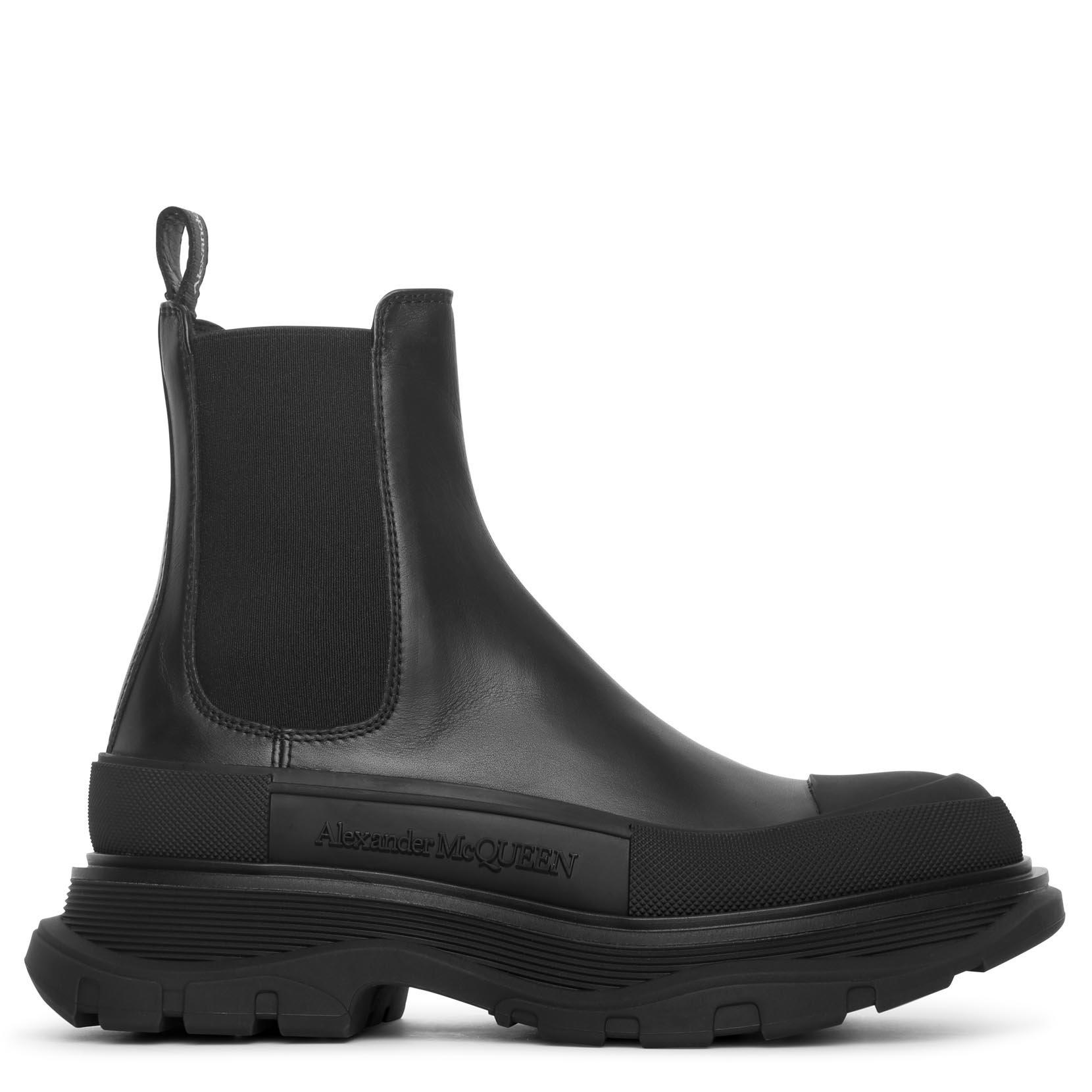 Alexander McQueen Leather Tread Slick Chelsea Boots in Black - Lyst