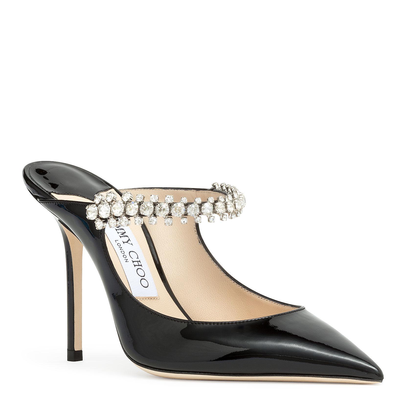 Jimmy Choo Bing 100 Patent Black Mules in Black - Lyst