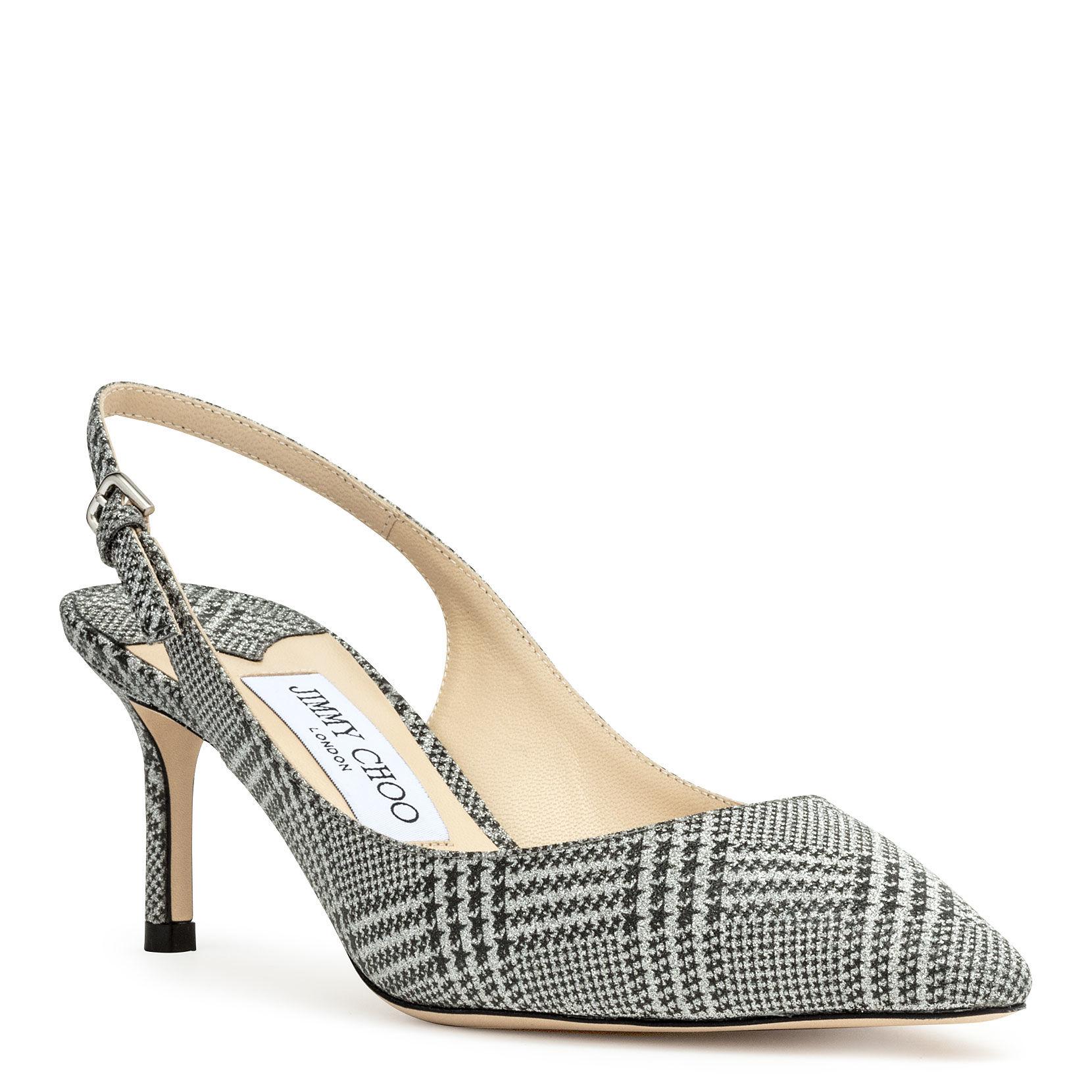 silver glitter slingback heels