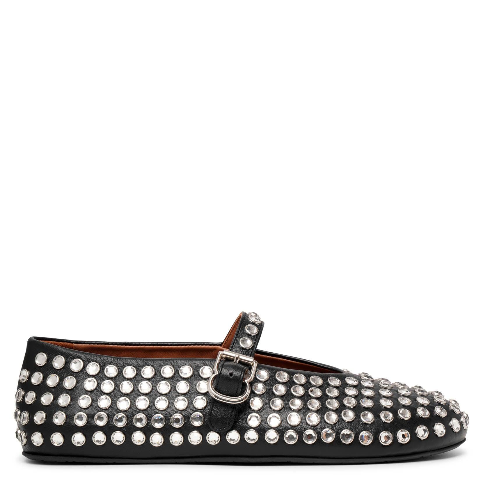 Alaïa Embellished Black Leather Ballet Flats Lyst