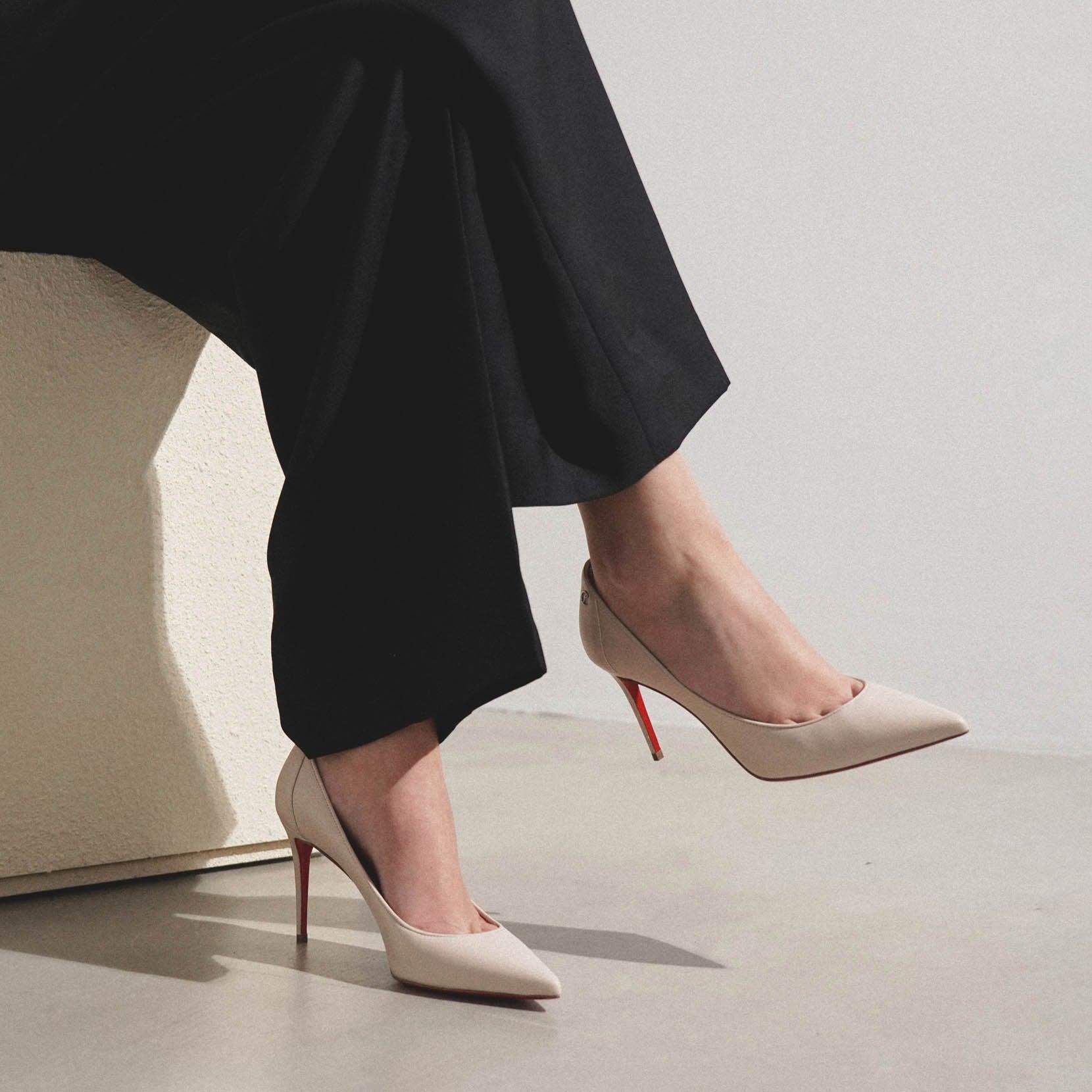 Christian Louboutin Sporty Kate 85 Beige Leather Pumps in Pink Lyst