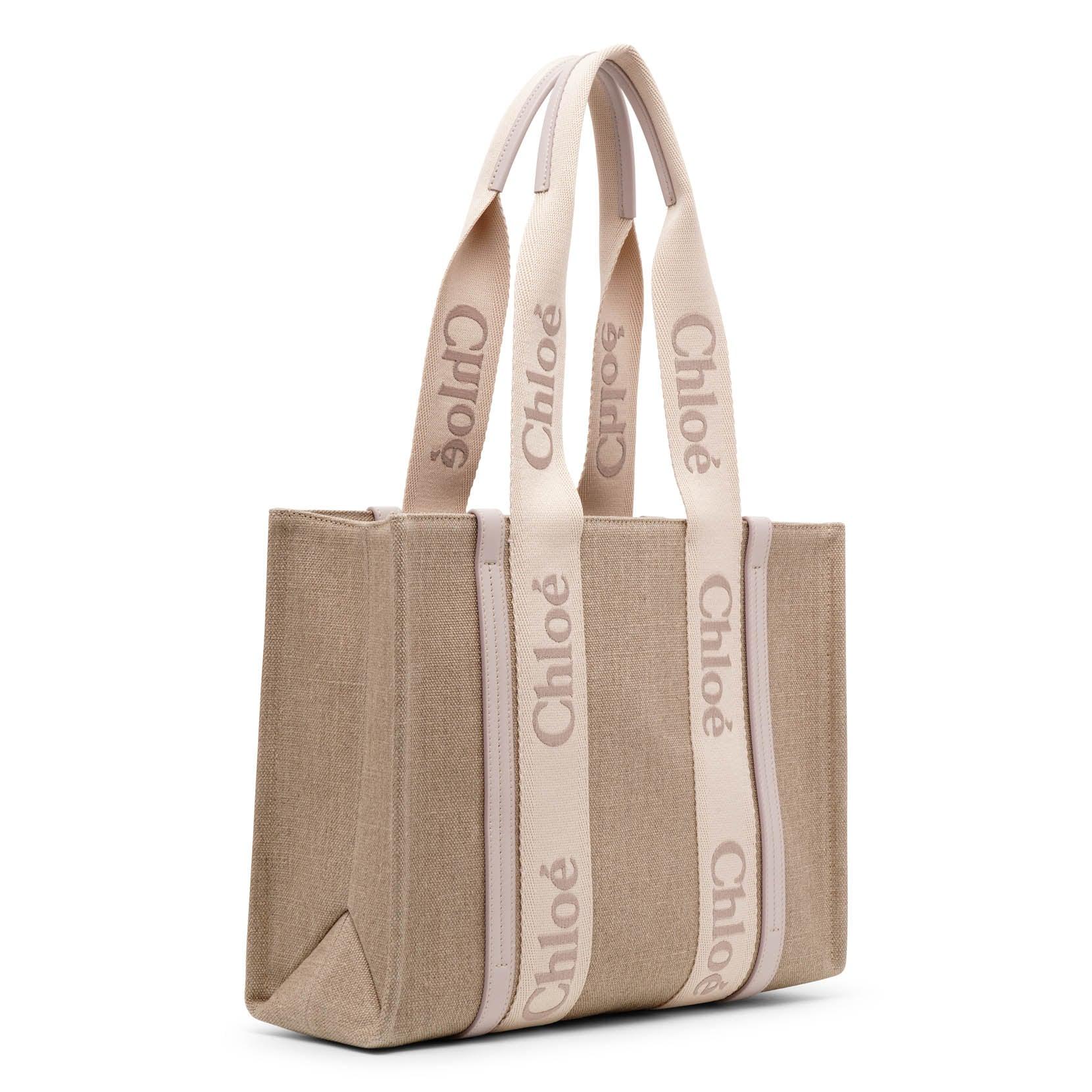 Chloé Woody Wild Grey Medium Tote Bag in Natural | Lyst