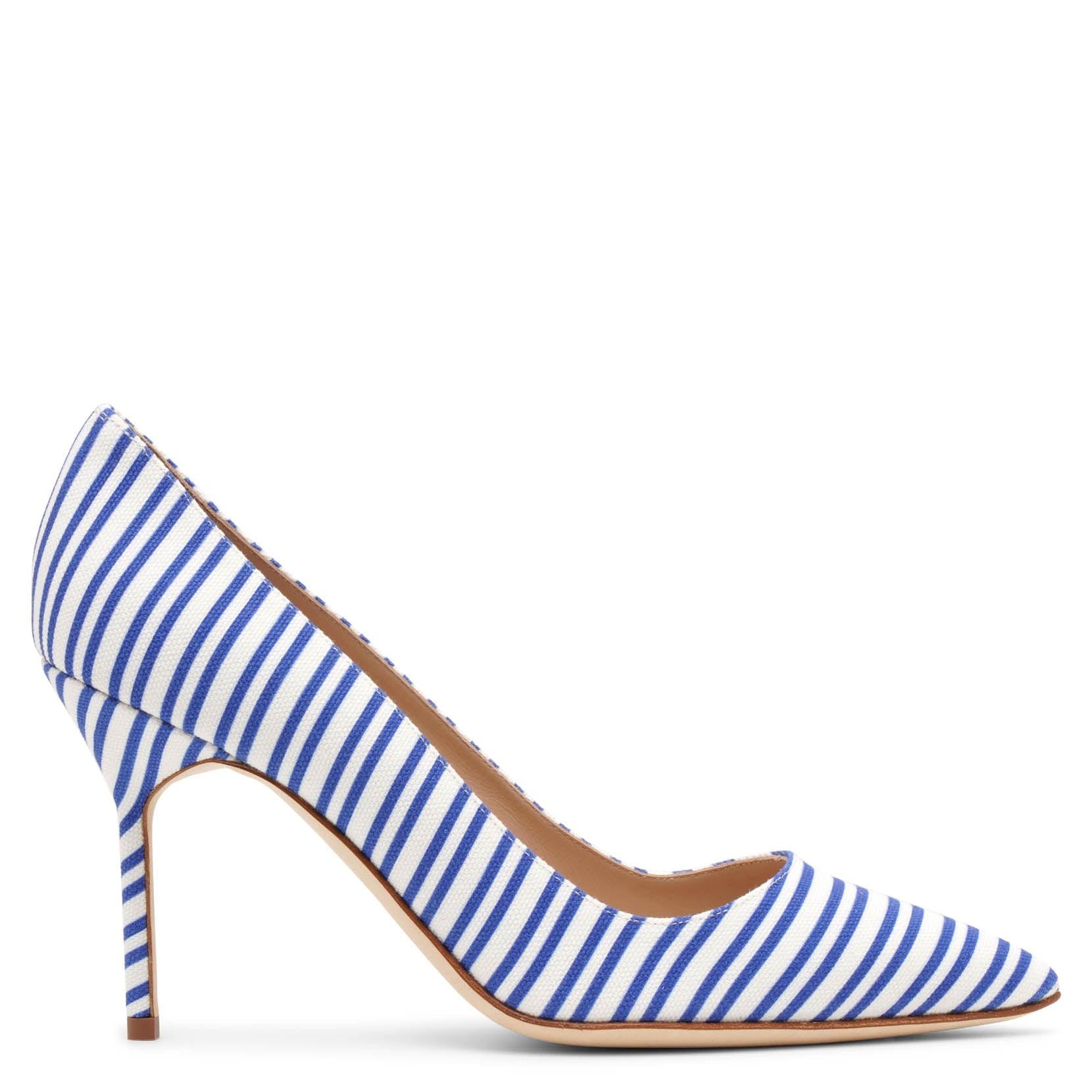 Manolo Blahnik Bb 90 Blue Stripe Cotton Pumps Lyst UK