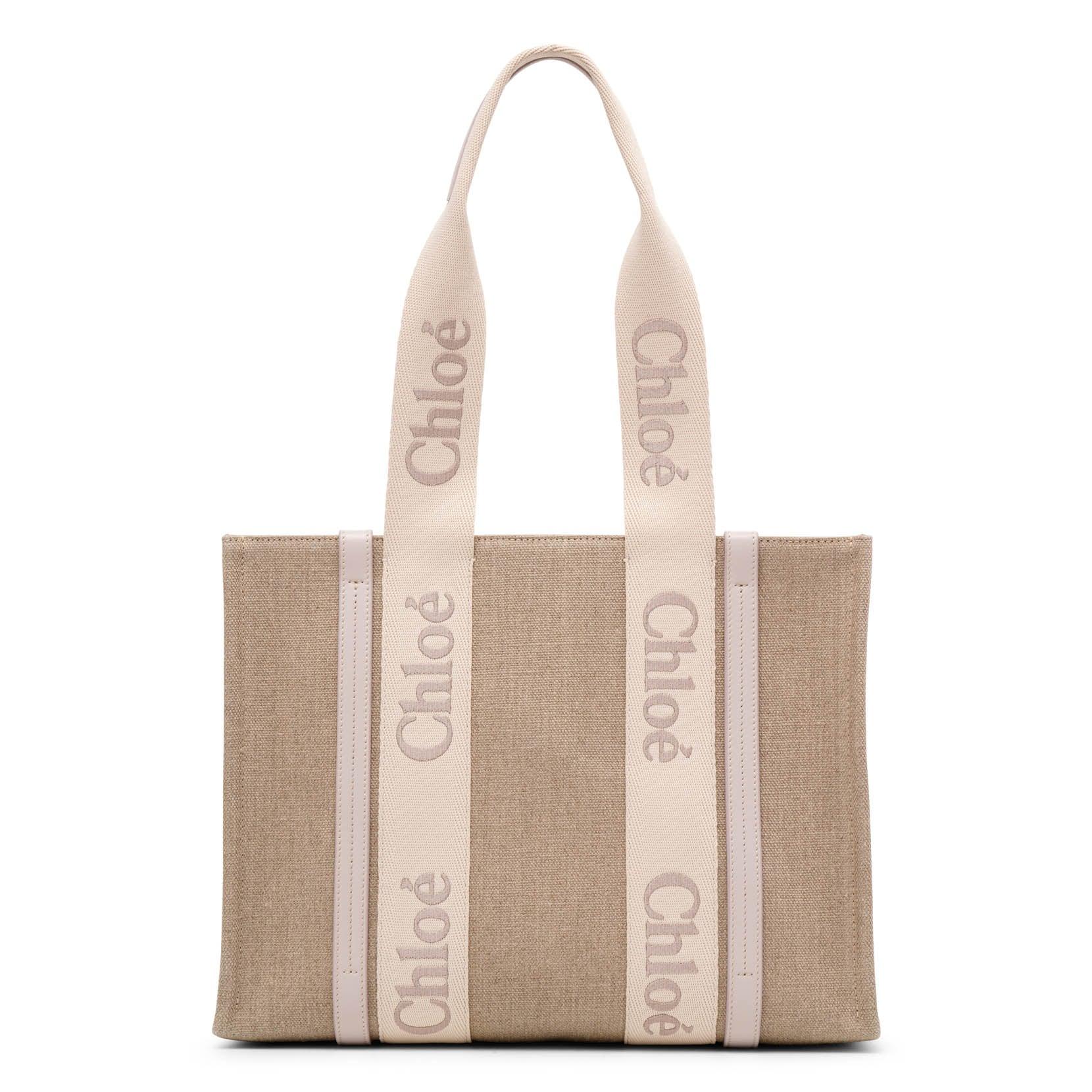 Chloé Woody Wild Grey Medium Tote Bag in Natural | Lyst