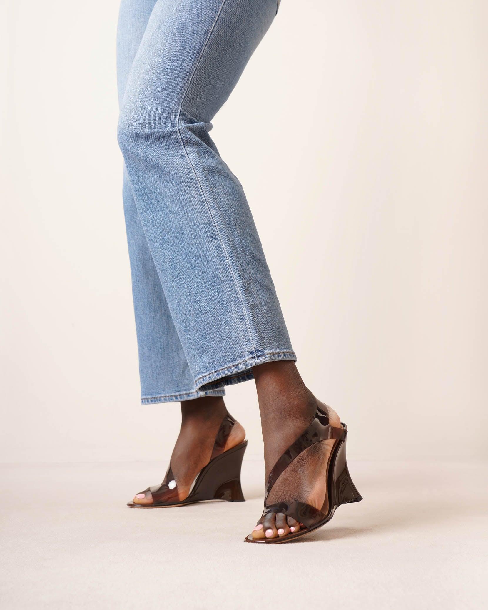 Pvc wedge cheap heels