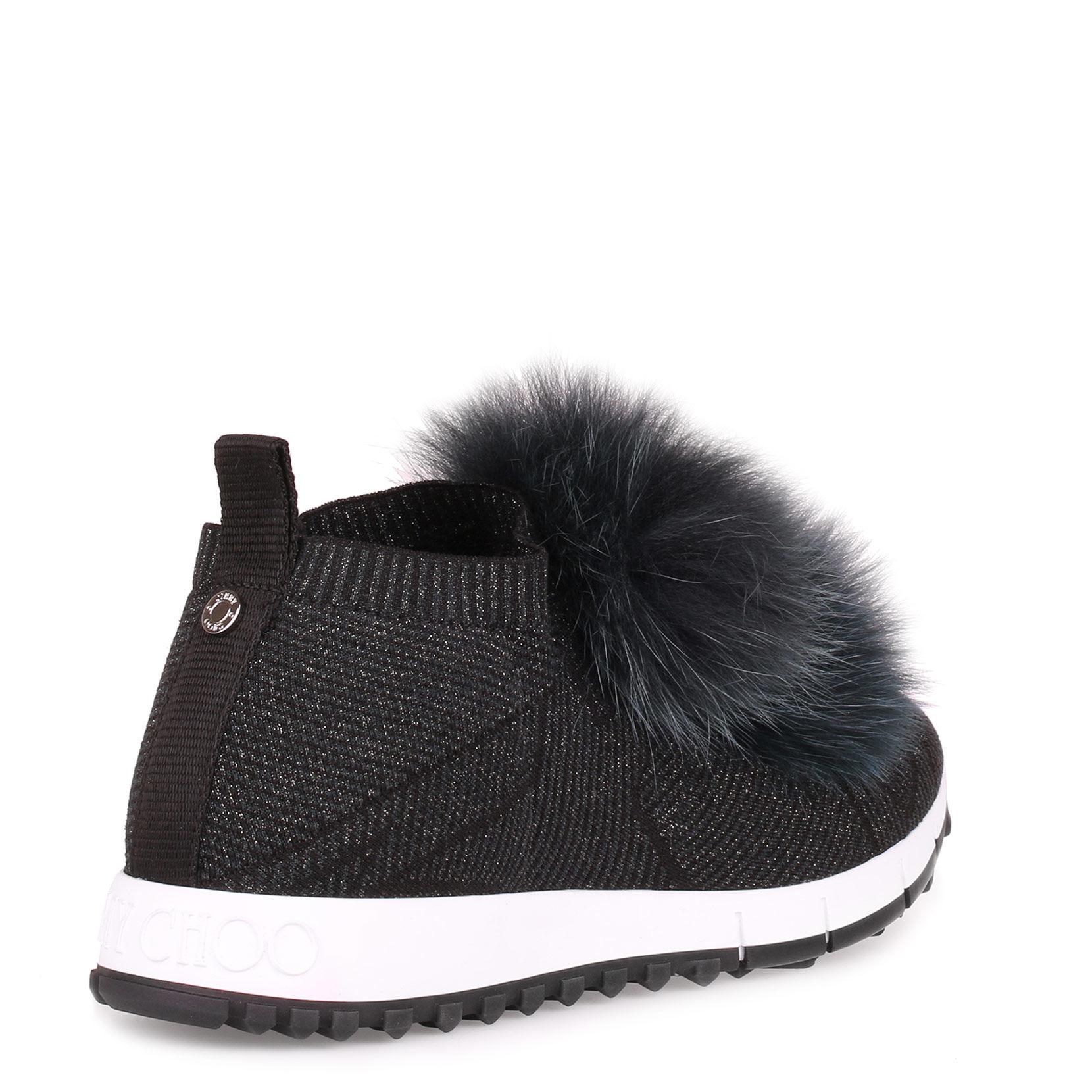 Jimmy Choo Norway Fur Pom Pom Sneakers | Lyst