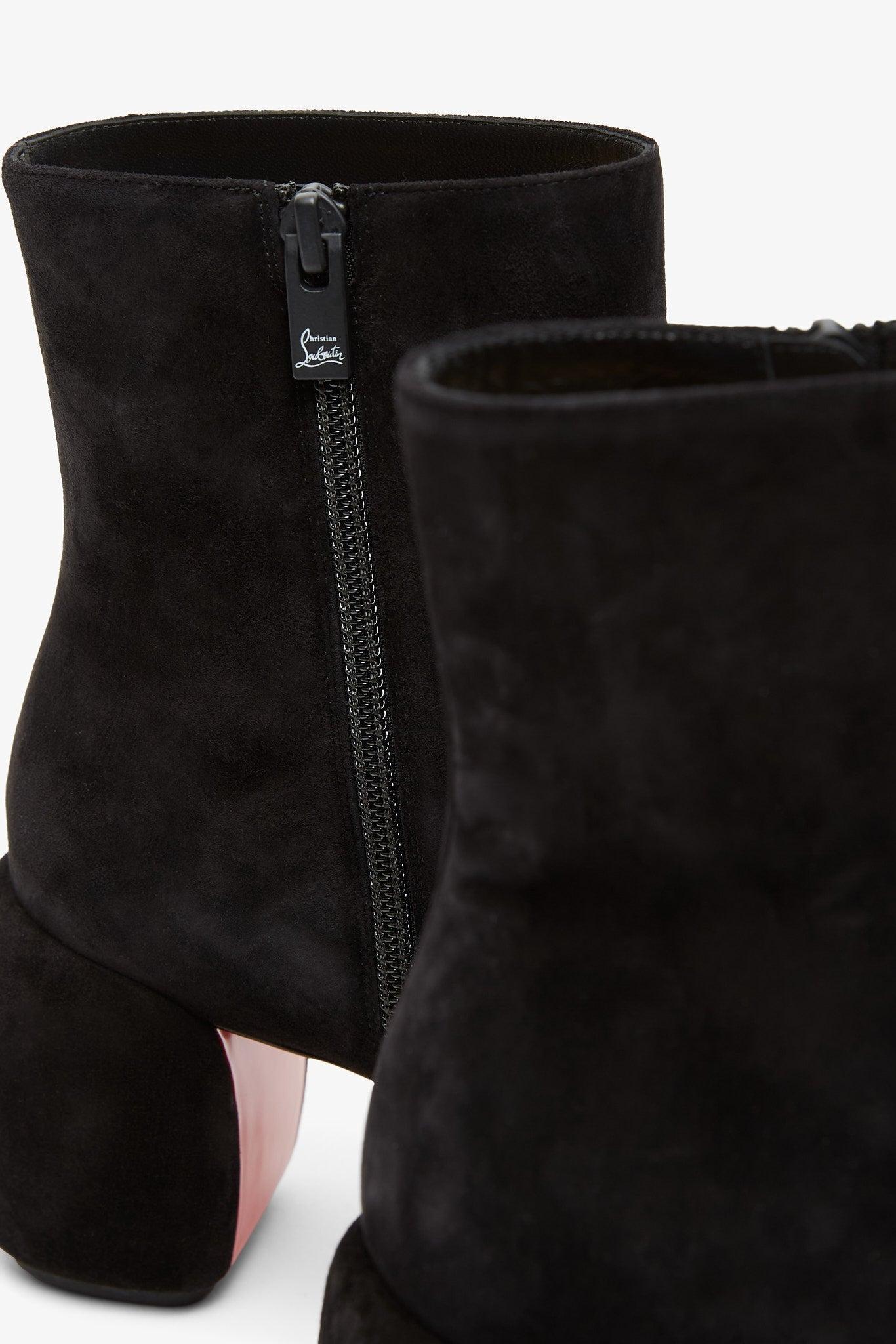 Christian Louboutin Minny 70 Black Suede Boots Lyst