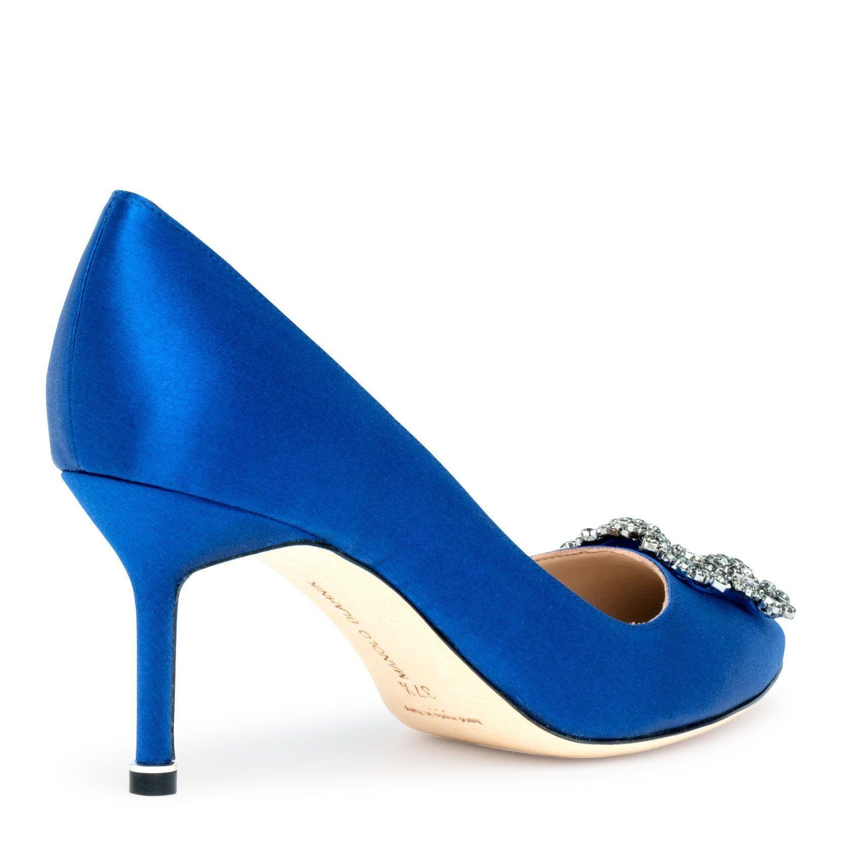 Manolo Blahnik Hangisi 70 Satin Courts in Mid Blue (Blue) - Lyst