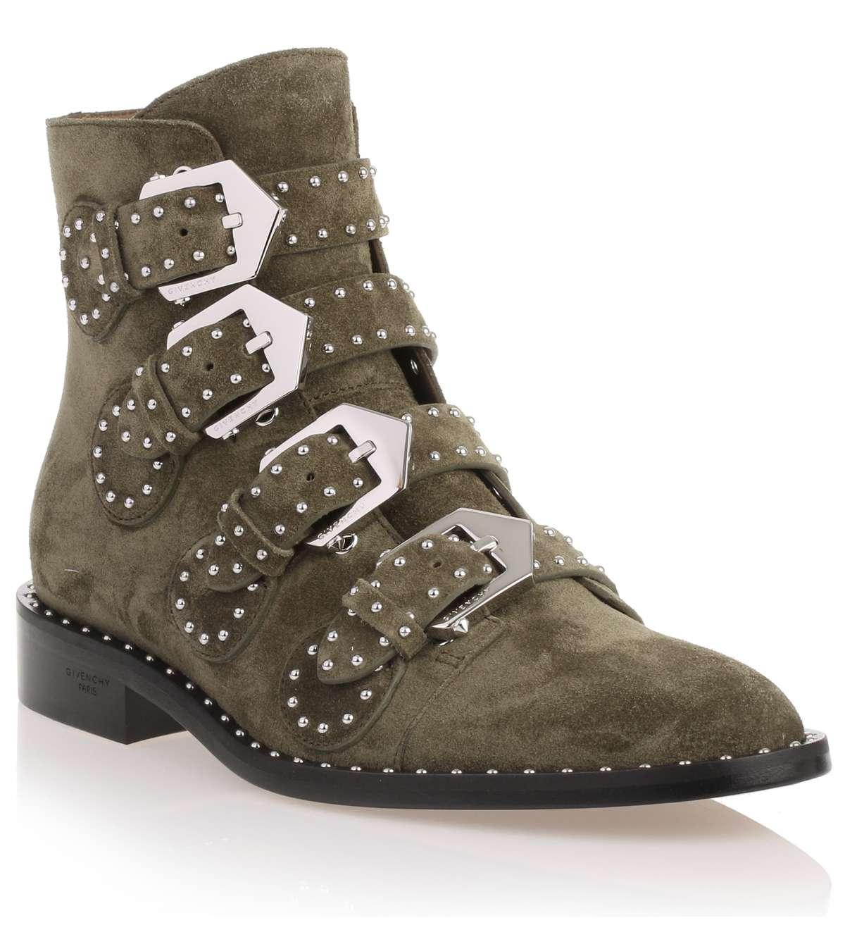 Givenchy Green Suede Studded Ankle Boot 