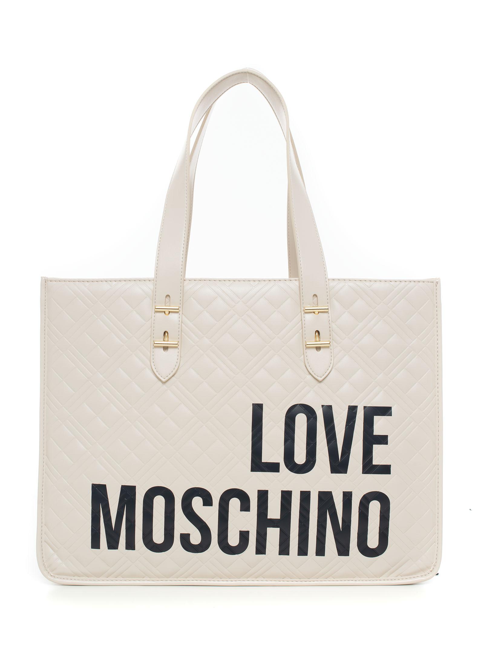 Love Moschino Shopping Bag Beige Polyurethane in Natural Lyst