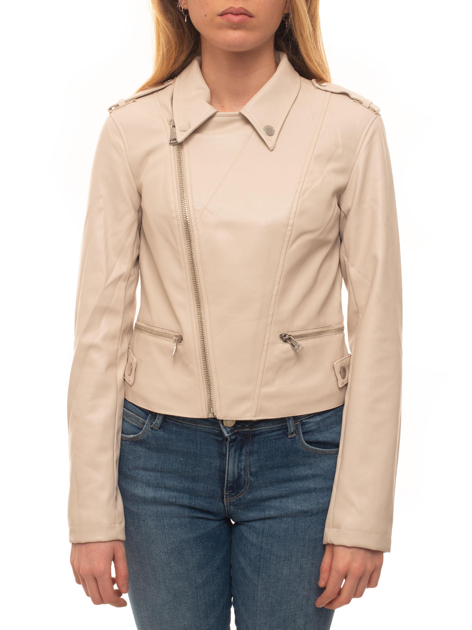 guess beige leather jacket