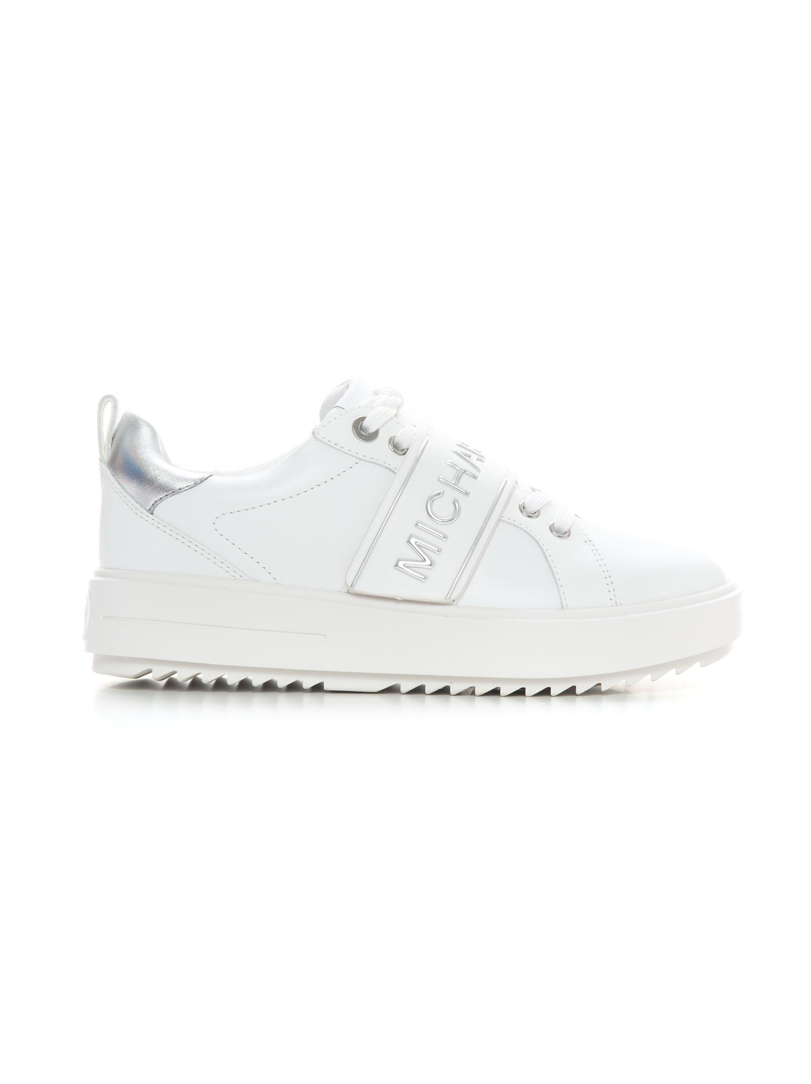 Michael Kors Emmett Strap Leather Sneakers With Laces White | Lyst