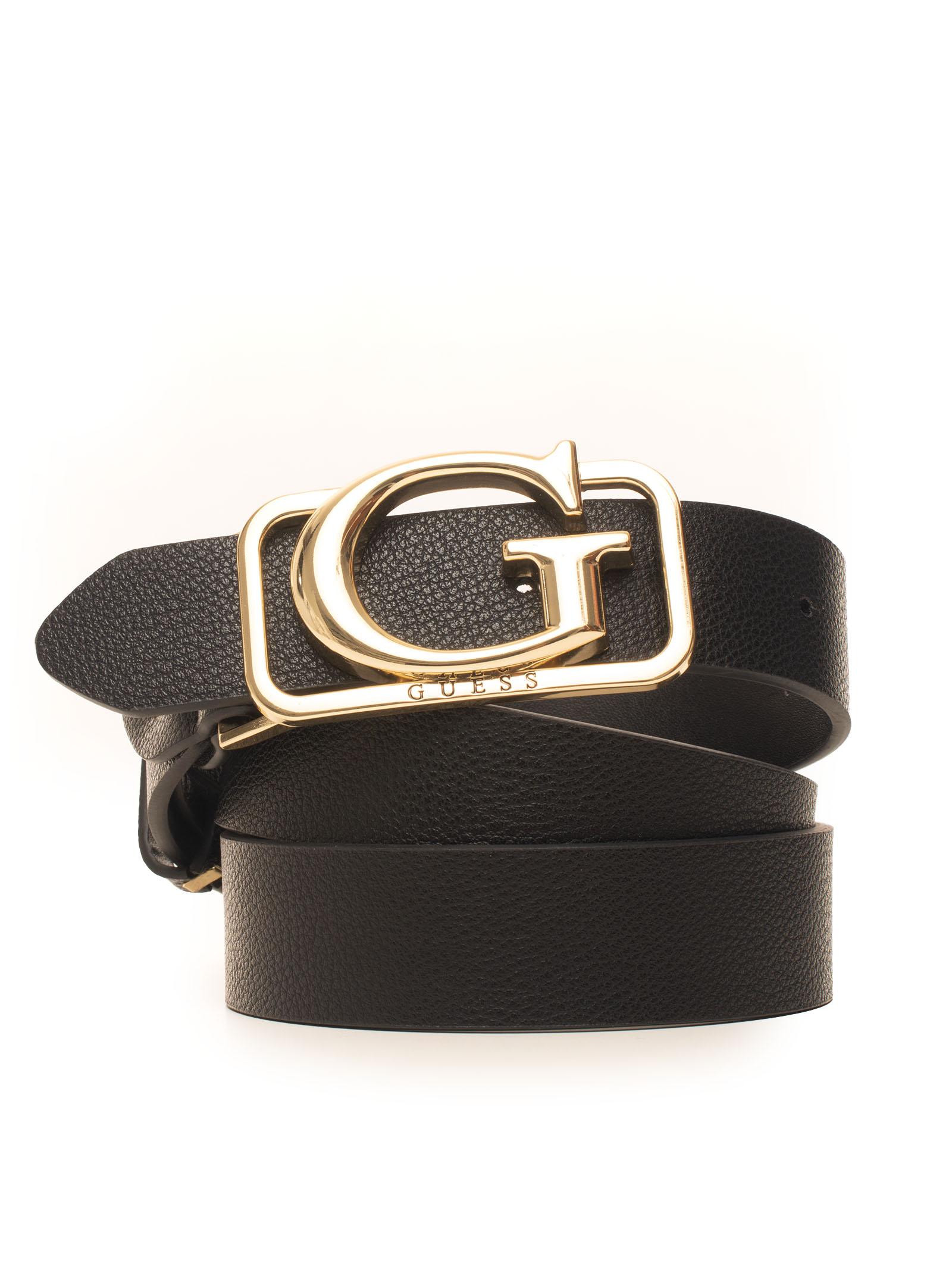 Guess Adjustble Buckle Belt With Logo Detail Black Polyurethane Lyst