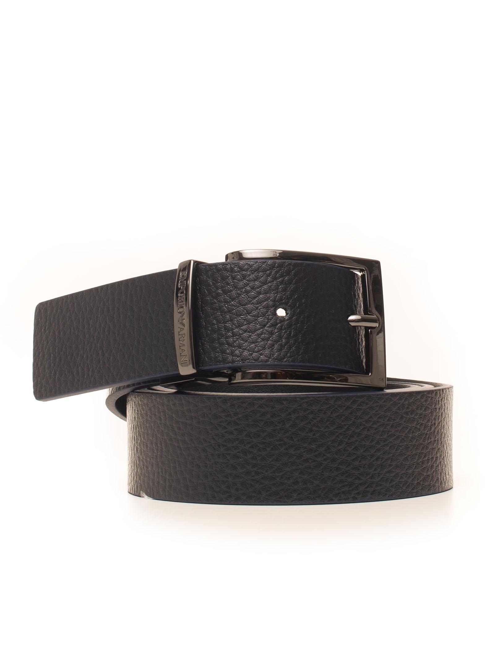 Emporio Armani Reversible Belt Blue Leather for Men - Lyst