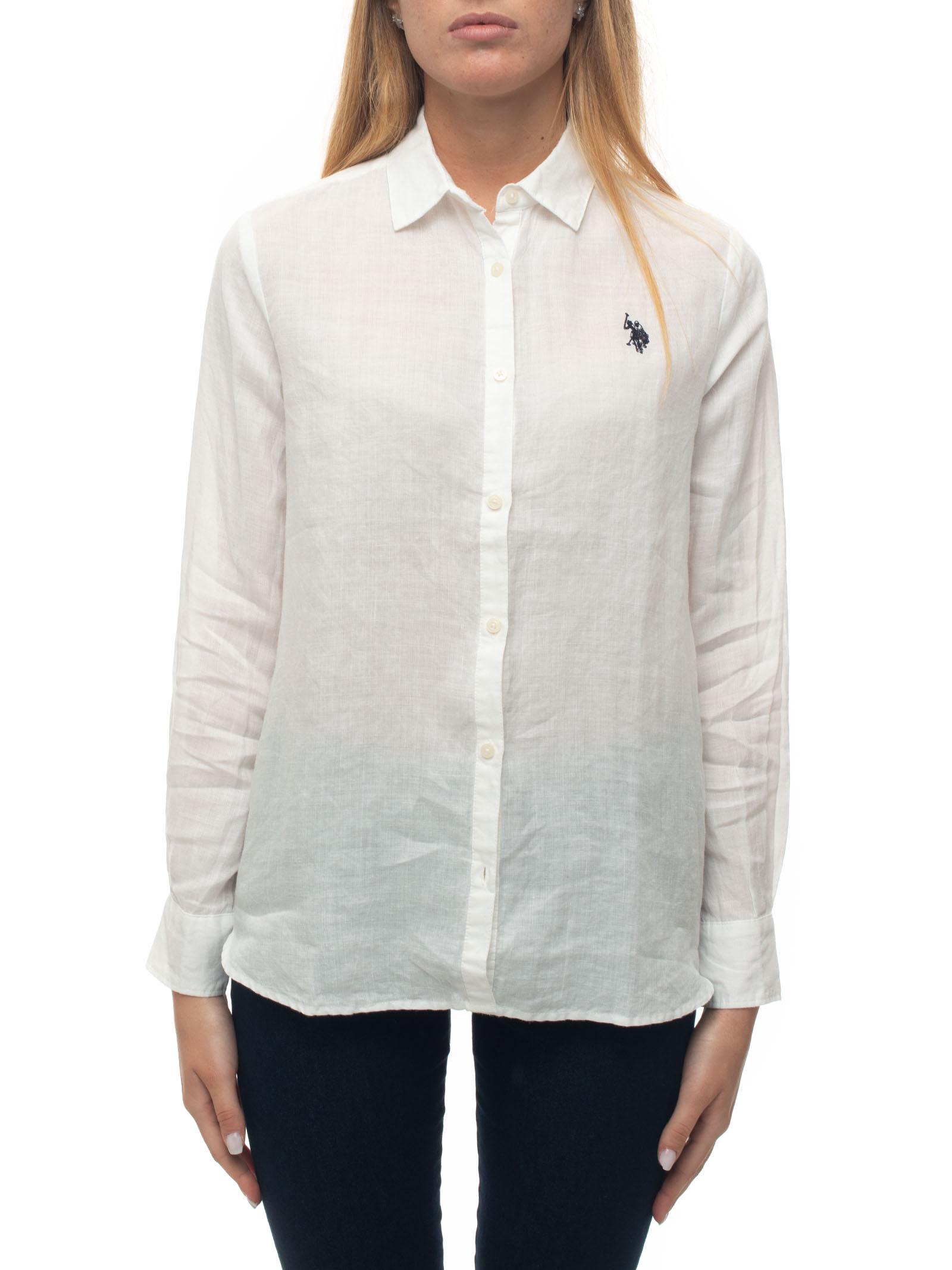 us polo white linen shirt