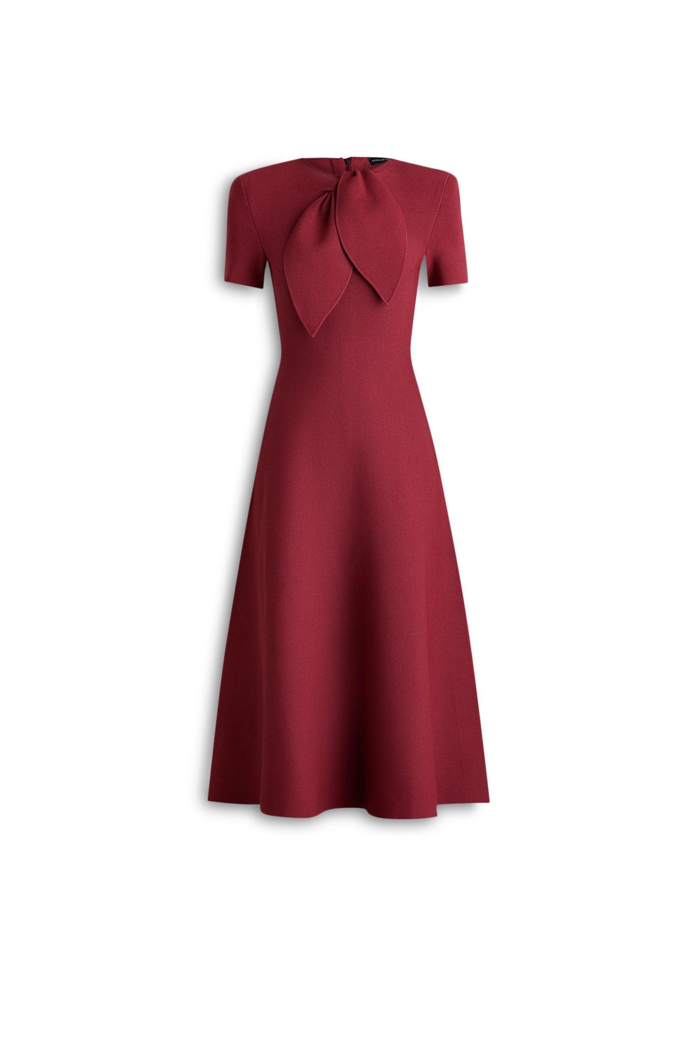 Scanlan Theodore Crepe Knit Cravat Tie Dress in Red | Lyst