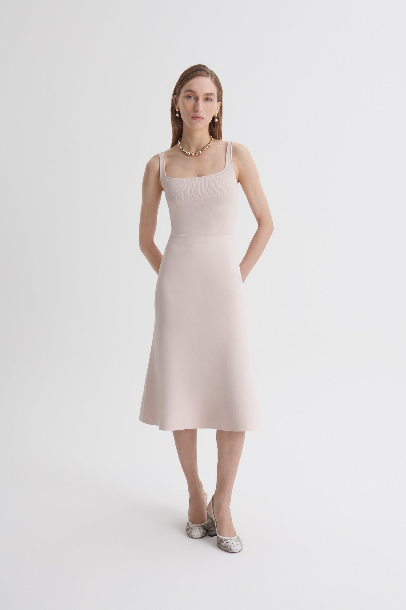 scanlan theodore crepe knit square neck dress Camisole in Pink Faviana