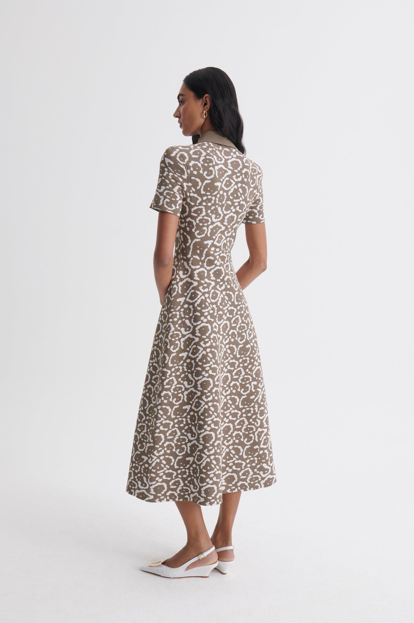 Scanlan Theodore Crepe Knit Jacquard Shirt Dress in White | Lyst