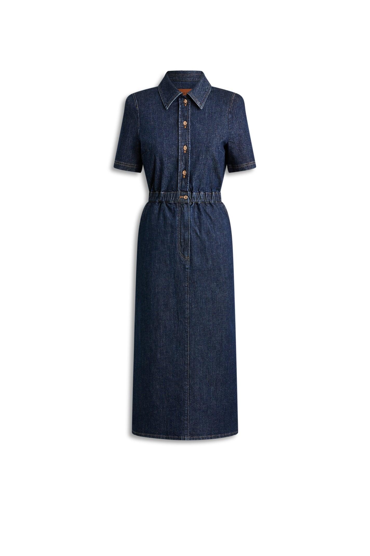 Scanlan Theodore Denim Pencil Dress in Blue | Lyst