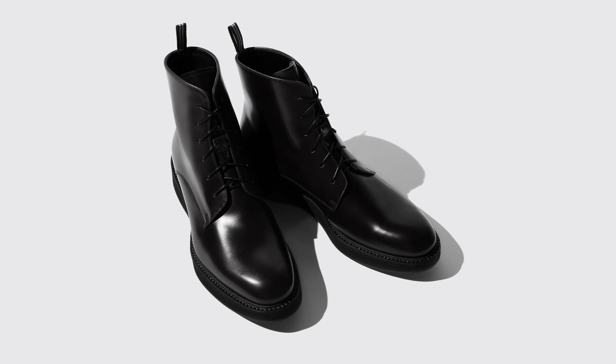 ava black leather chunky lace up boots