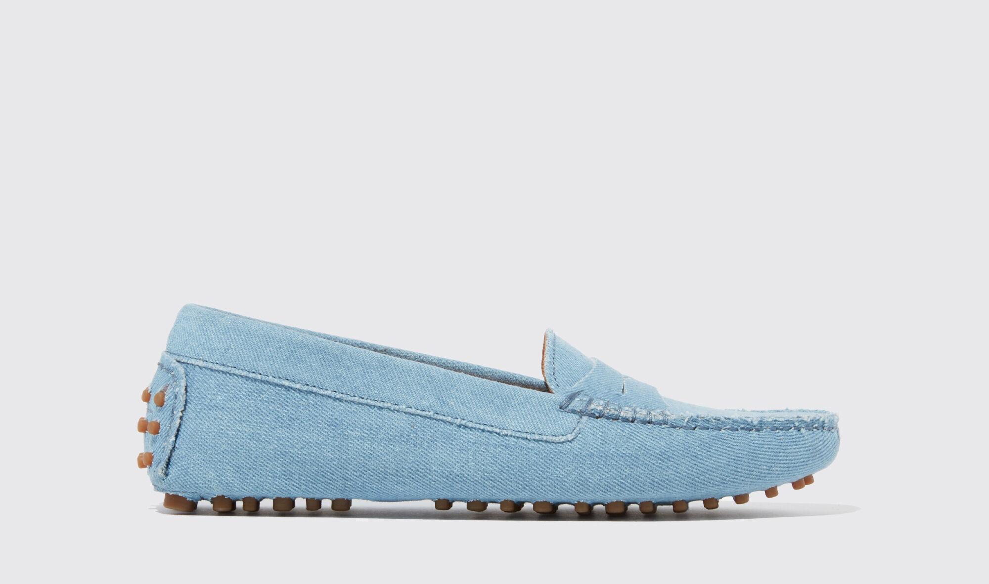 SCAROSSO Ashley Light Blue Denim Driving Shoes Lyst