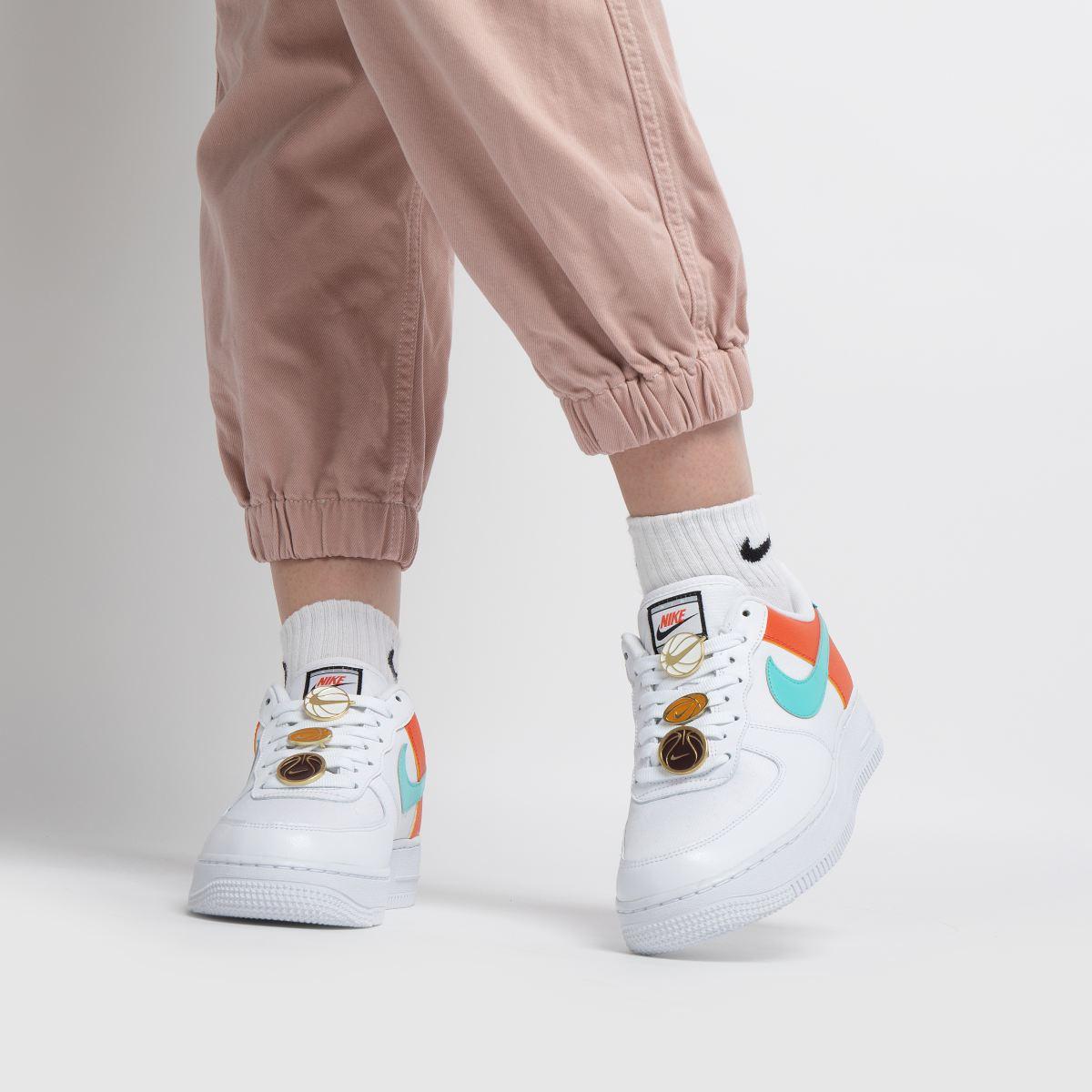 white  and  pl blue air force 1 07 trainers