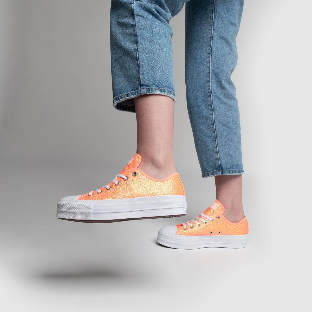 neon orange platform converse