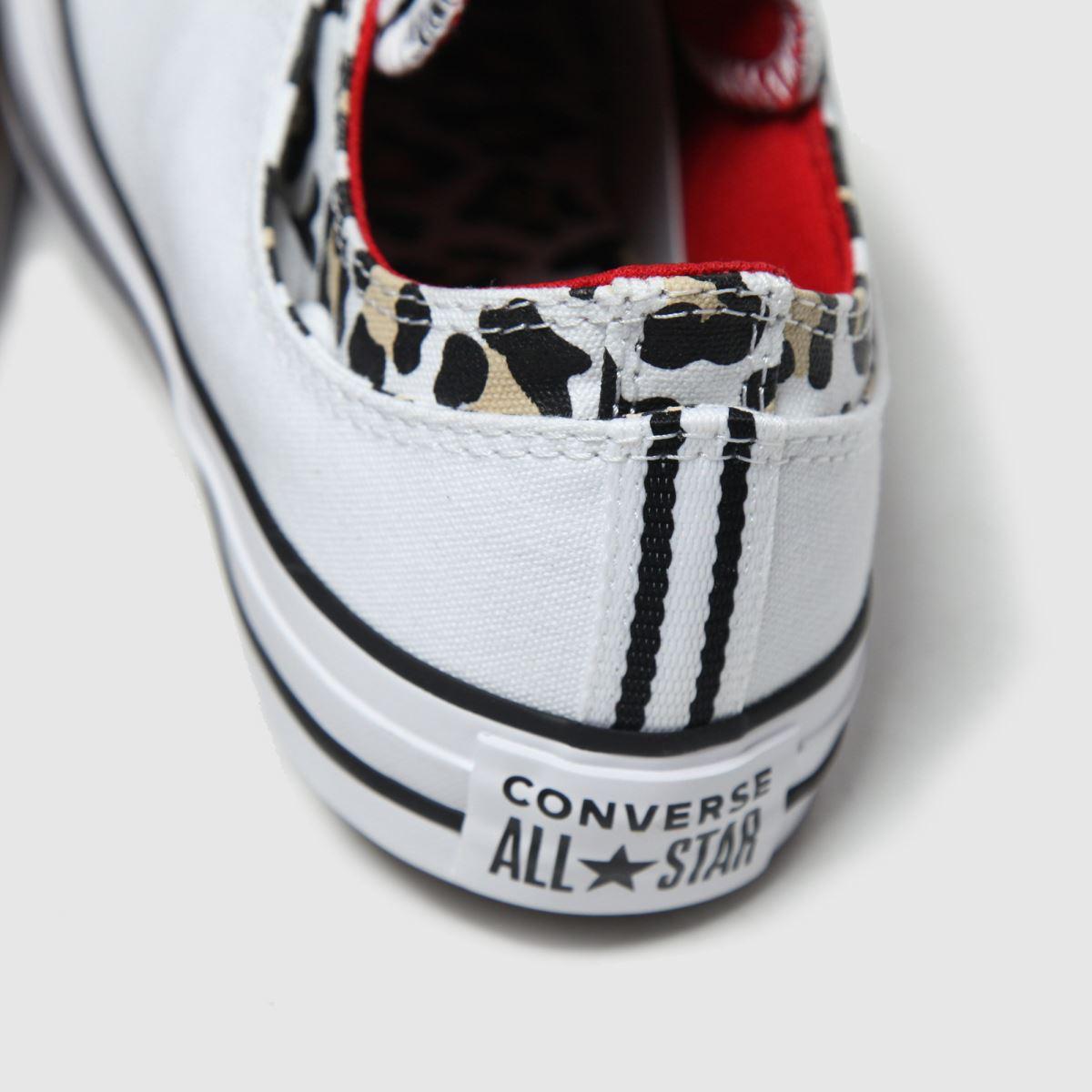 white & black double upper leopard trainers