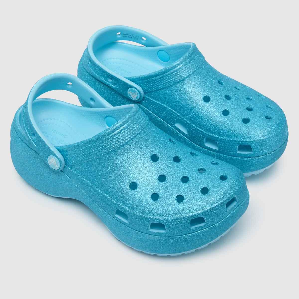 Crocs™ Classic Platform Glitter Clog Sandals in Blue Lyst UK