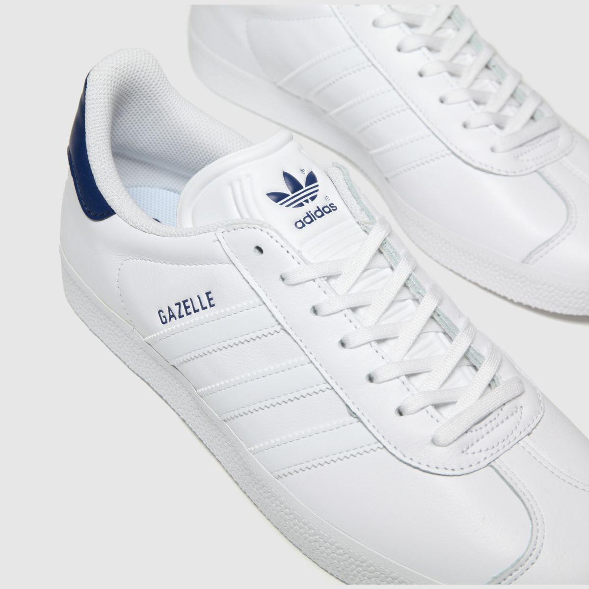 adidas Leather White & Navy Gazelle Trainers for Men - Lyst