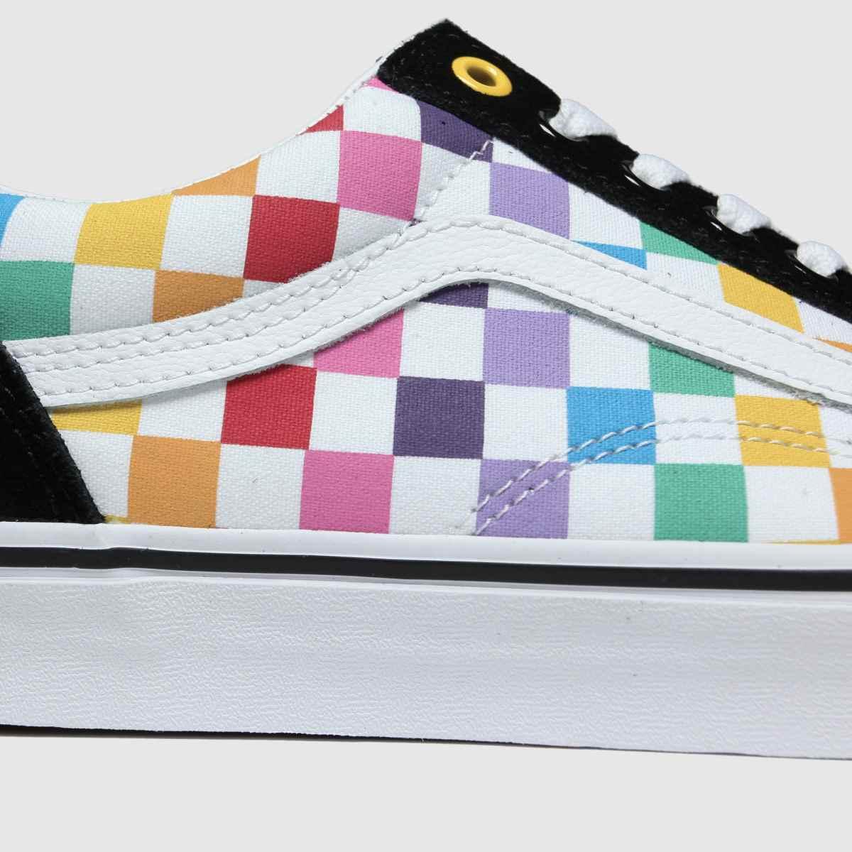 multi old skool rainbow checker trainers