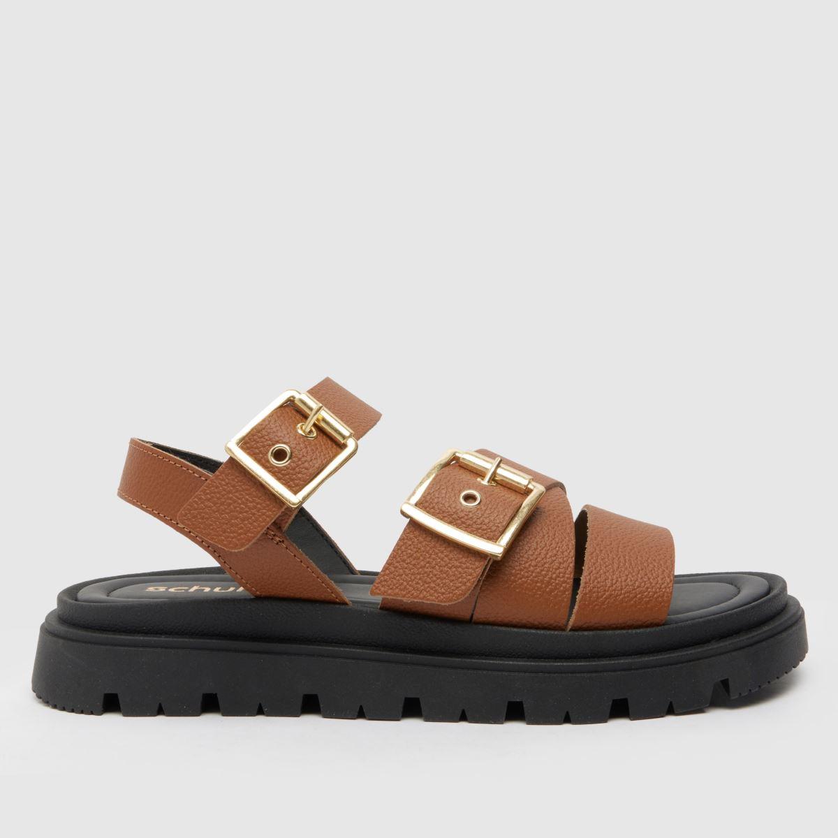 Schuh Asos Tan Flat Sandals Schuh Tullia Buckle Sandals In Brown