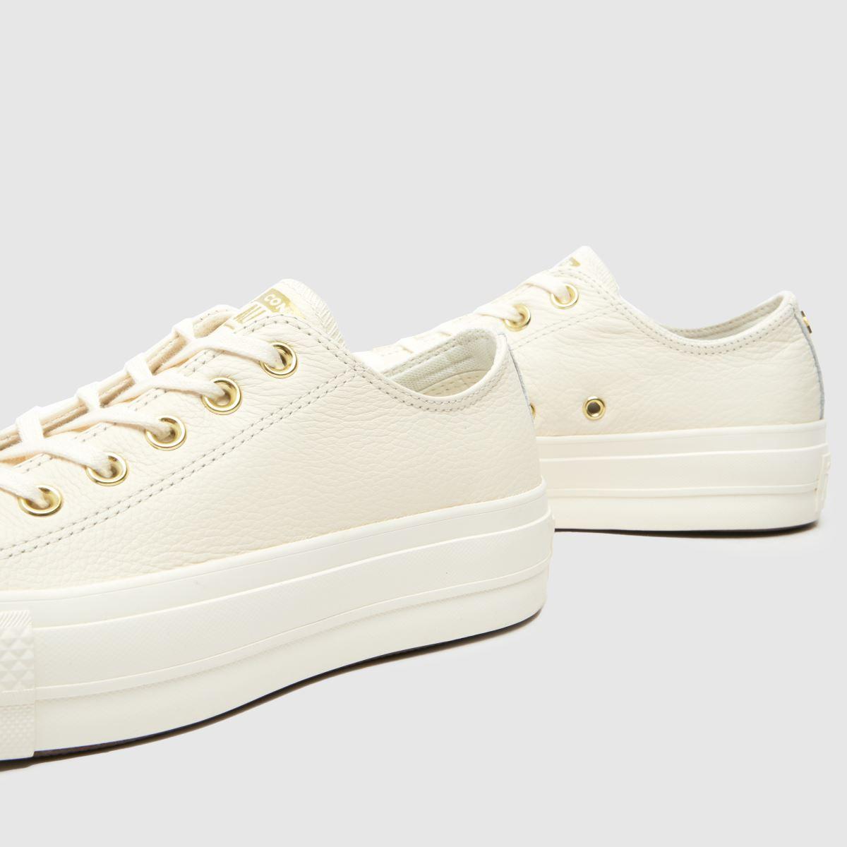 Gold Converse All Star Ox Womens White Leather Trainers Converse All Star  Lift Ox Trainers In White Lyst UK
