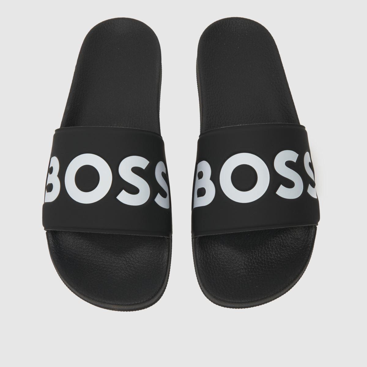 BOSS by HUGO BOSS Aryeh Slider Sandals In Black & White for Men | Lyst UK