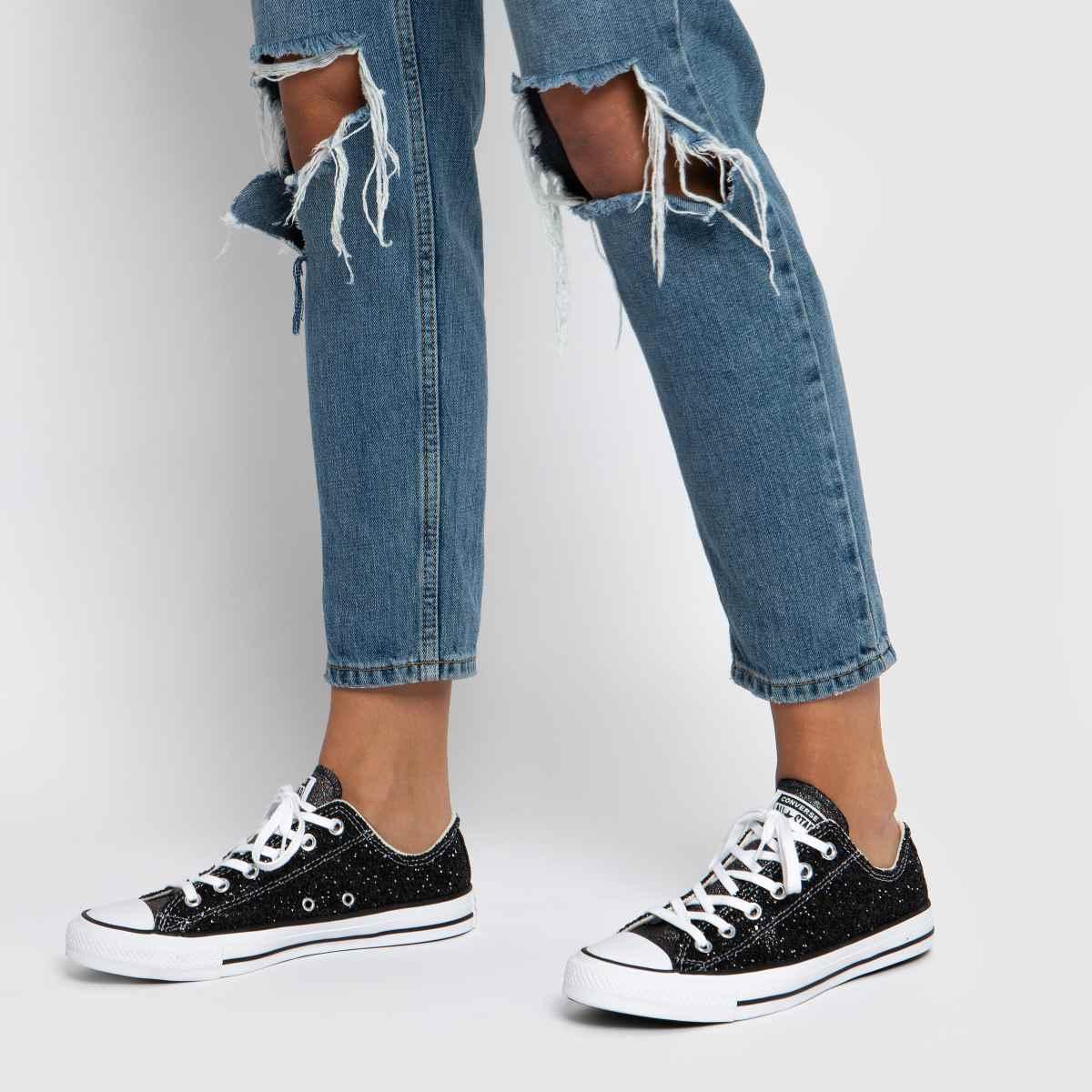 converse black all star galaxy dust ox trainers