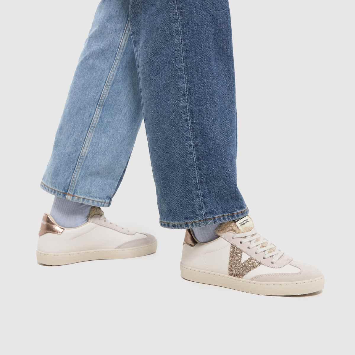 Victoria Berlin Ladies And Ciclista Glitter Trainers in Natural