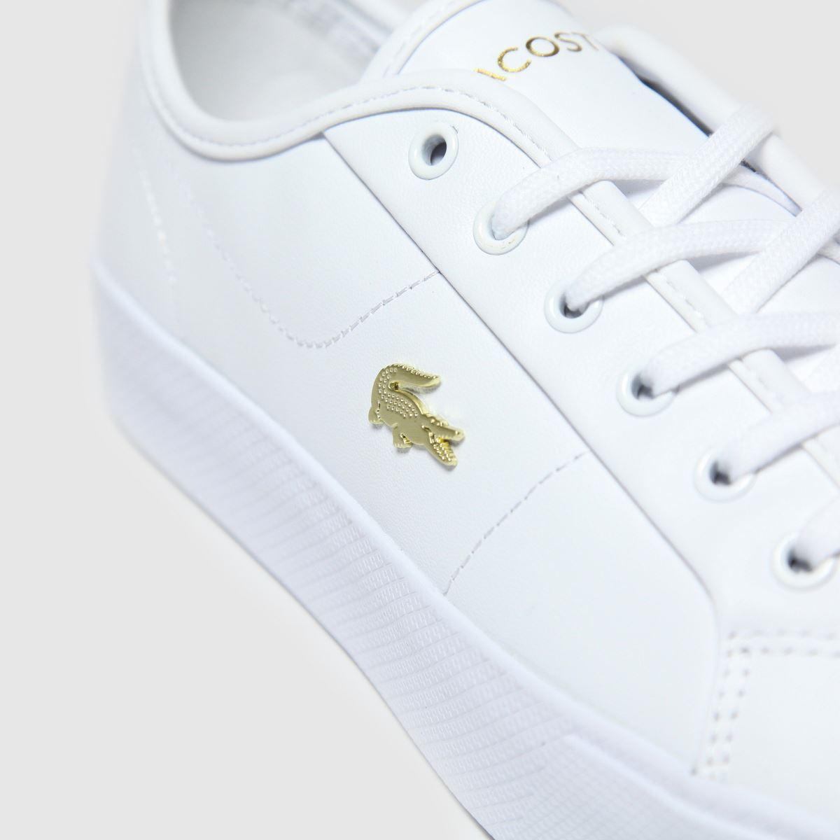 white and gold lacoste shoes