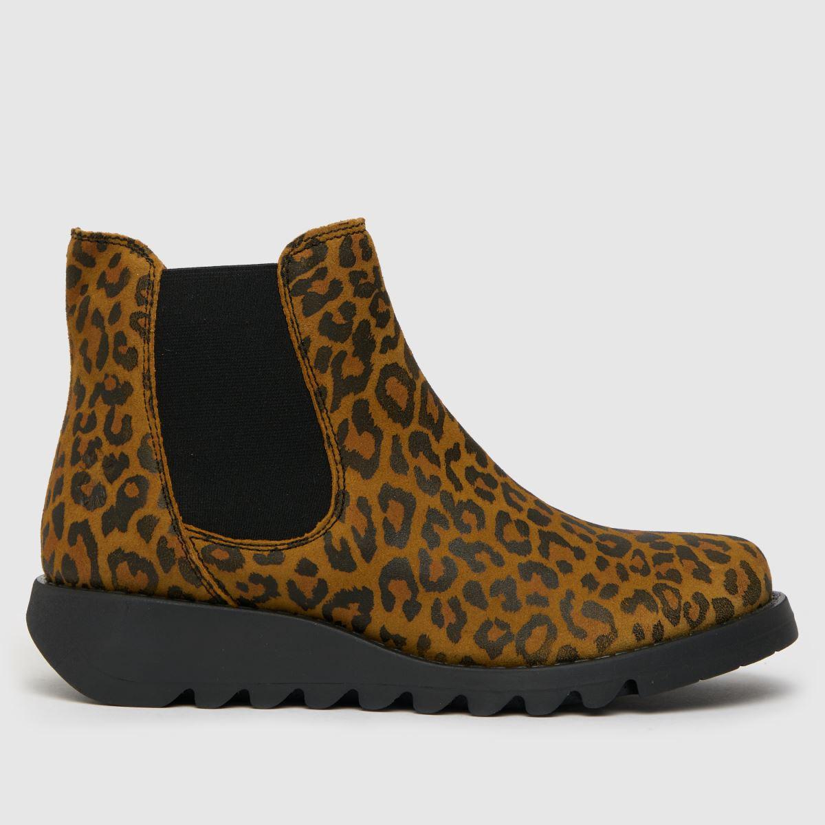 Fly London Black Brown Fly Salv Leopard Ankle Boots Lyst UK